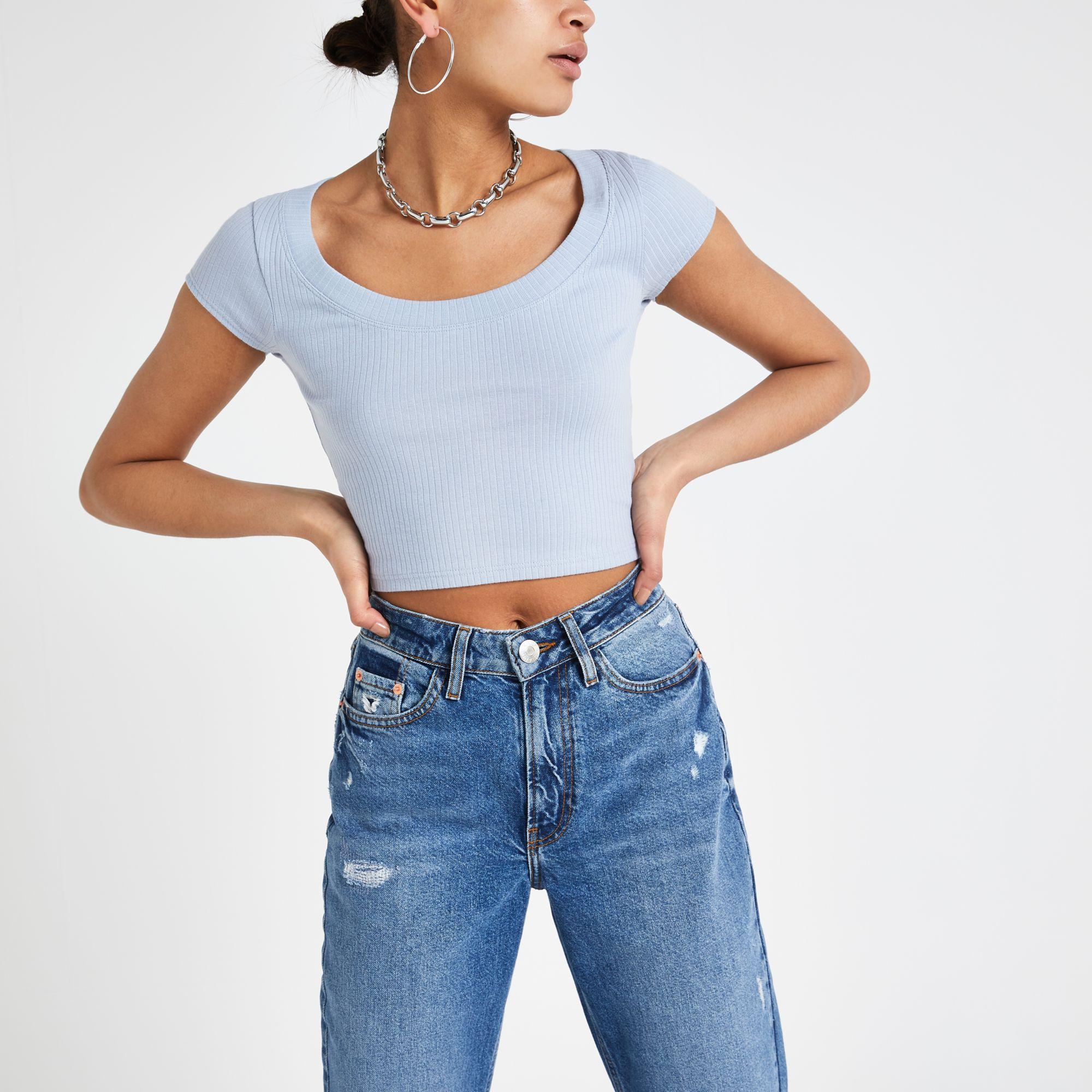 river island ribbed t shirt