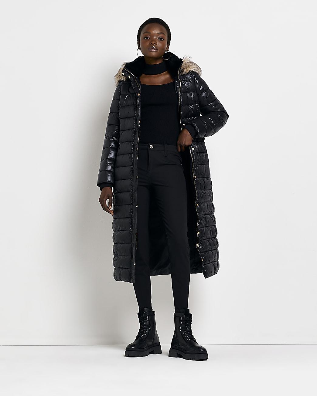 River Island Belted Longline Puffer Coat in Blue Lyst