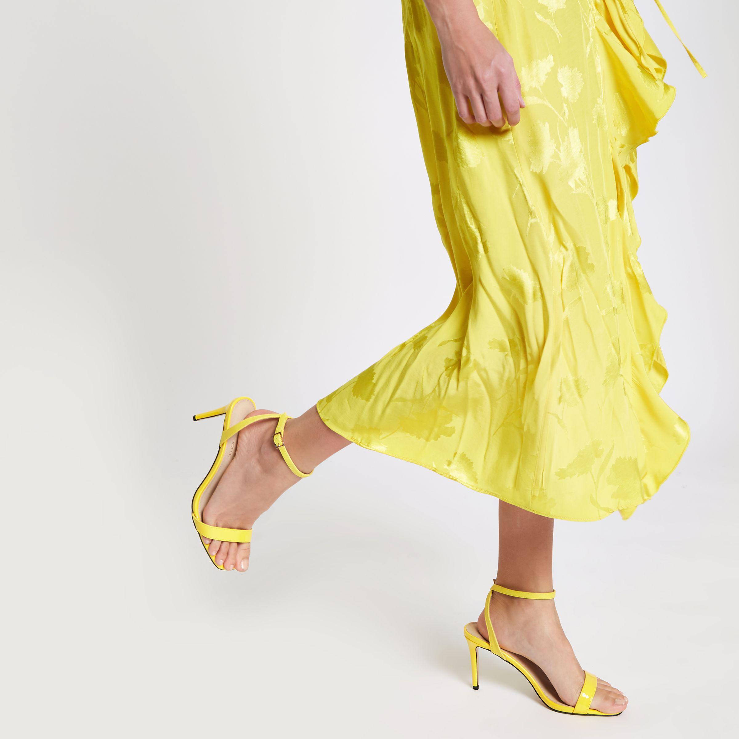 yellow barely there heels