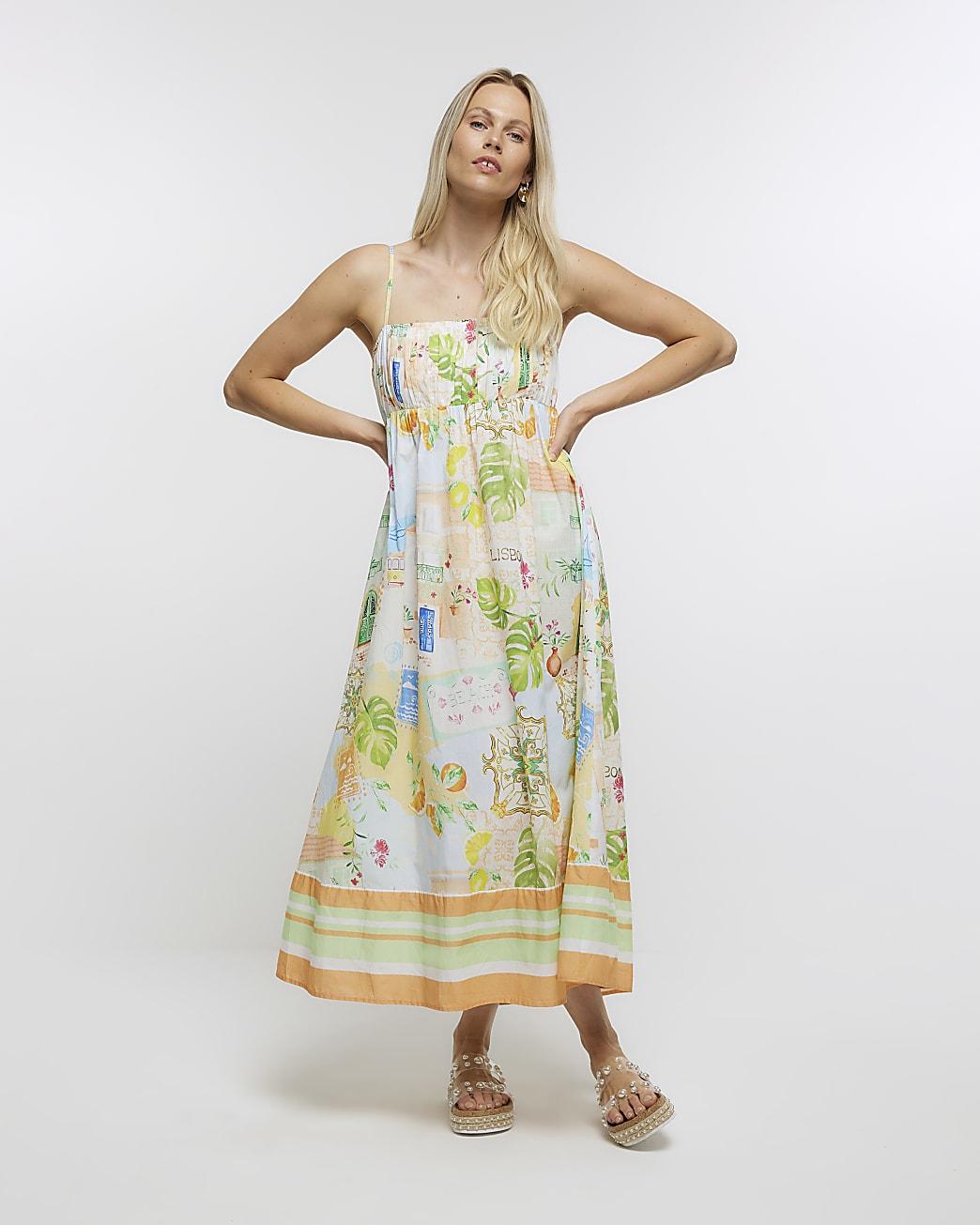 river island orange maxi dress