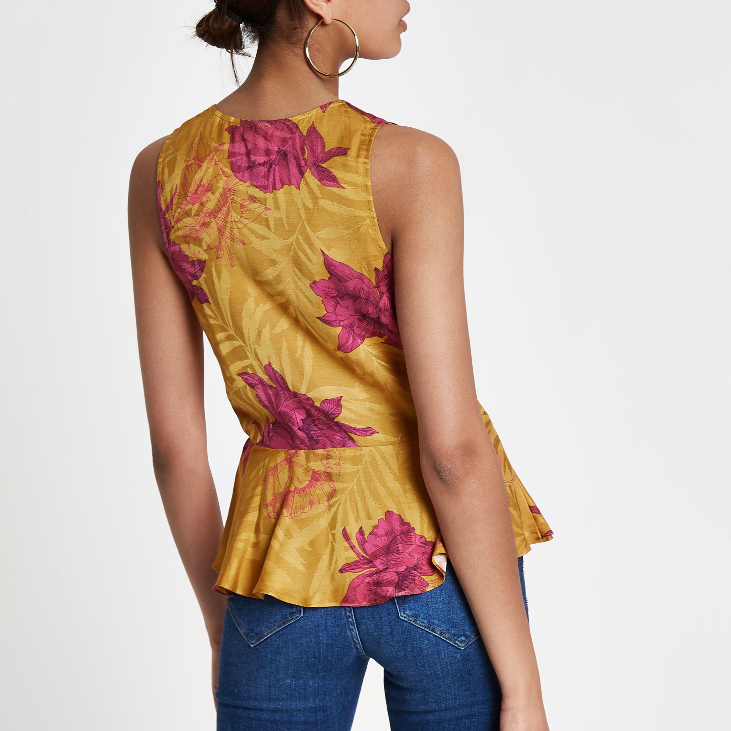river island yellow floral top