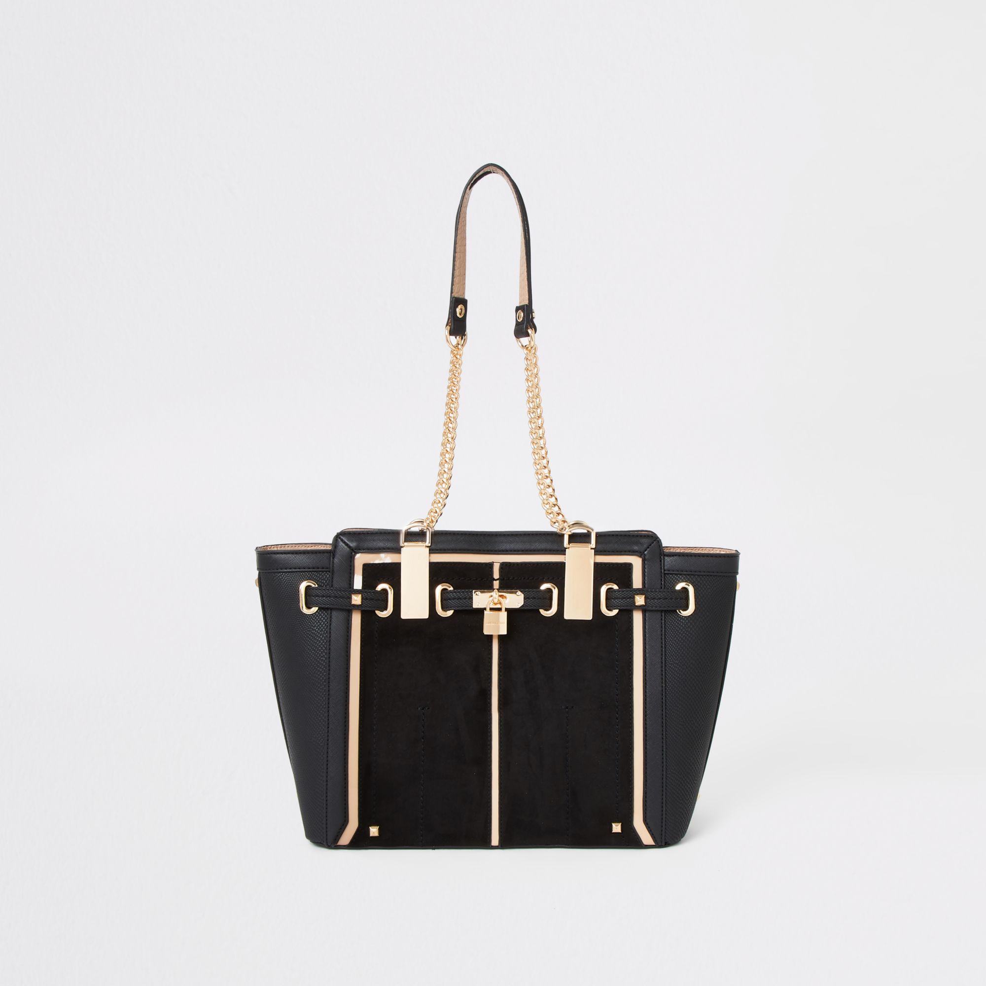 River Island Synthetic Black Padlock Winged Tote Bag Lyst
