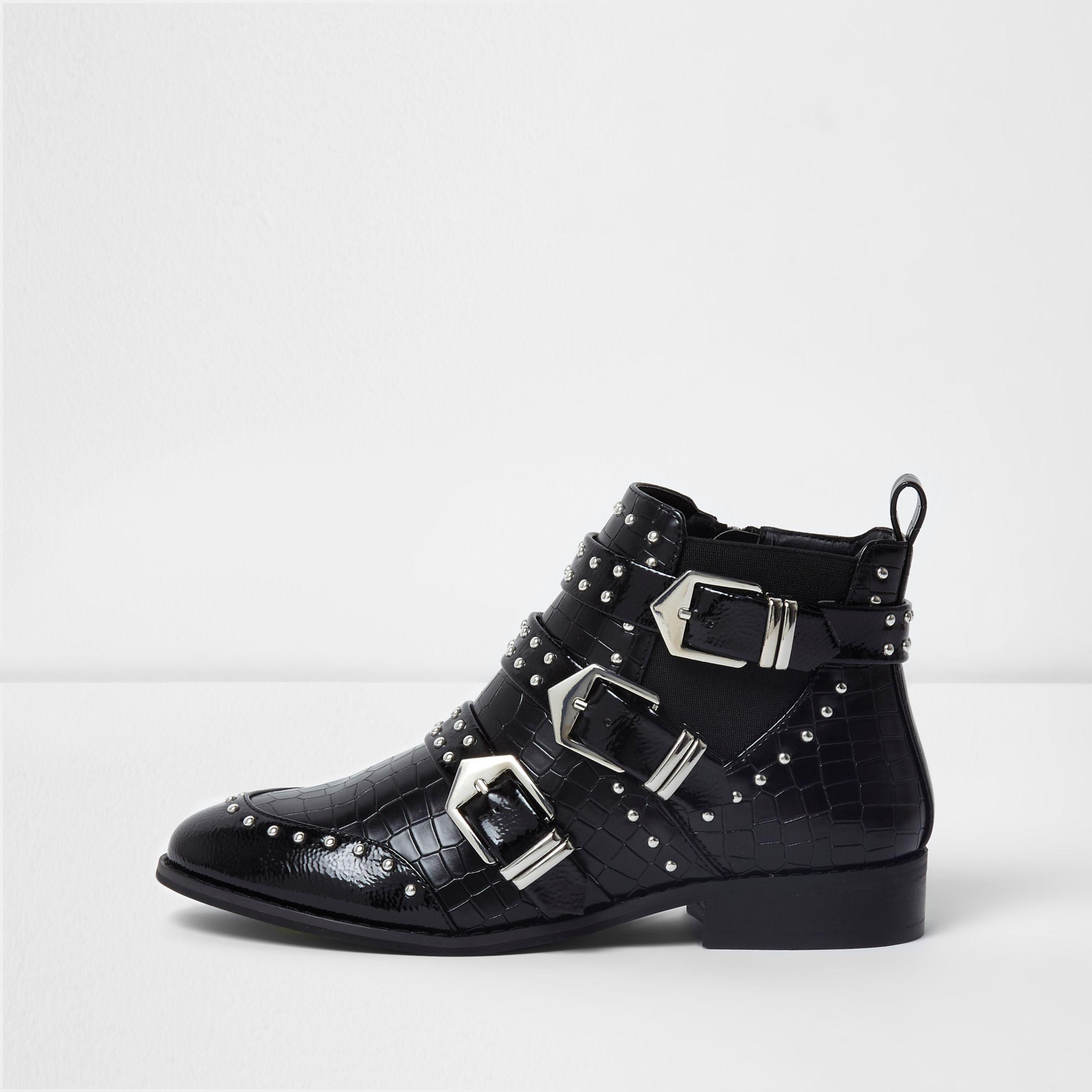 womens black ankle boots river island