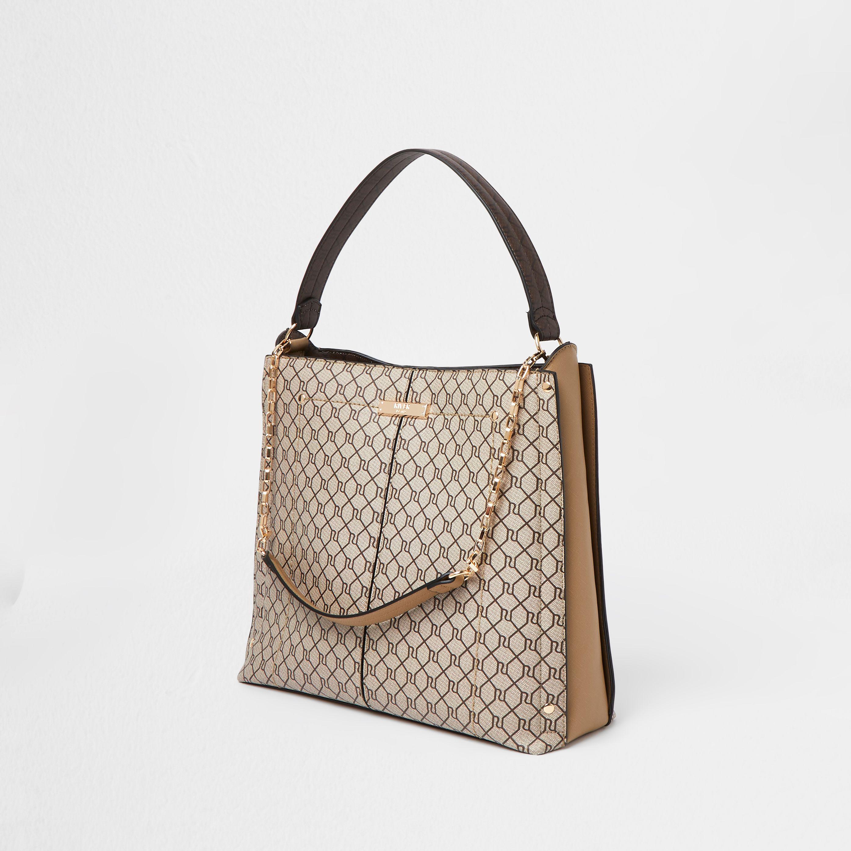 River island beige slouch best sale bag