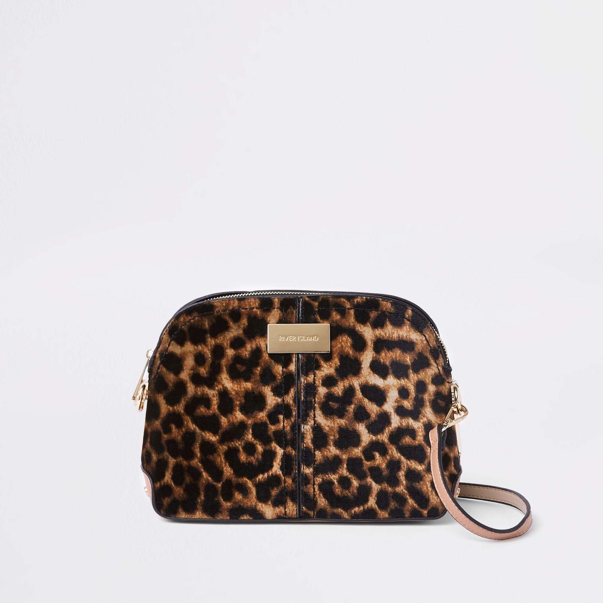 River Island Leopard Print Kettle Cross Body Bag in Brown | Lyst