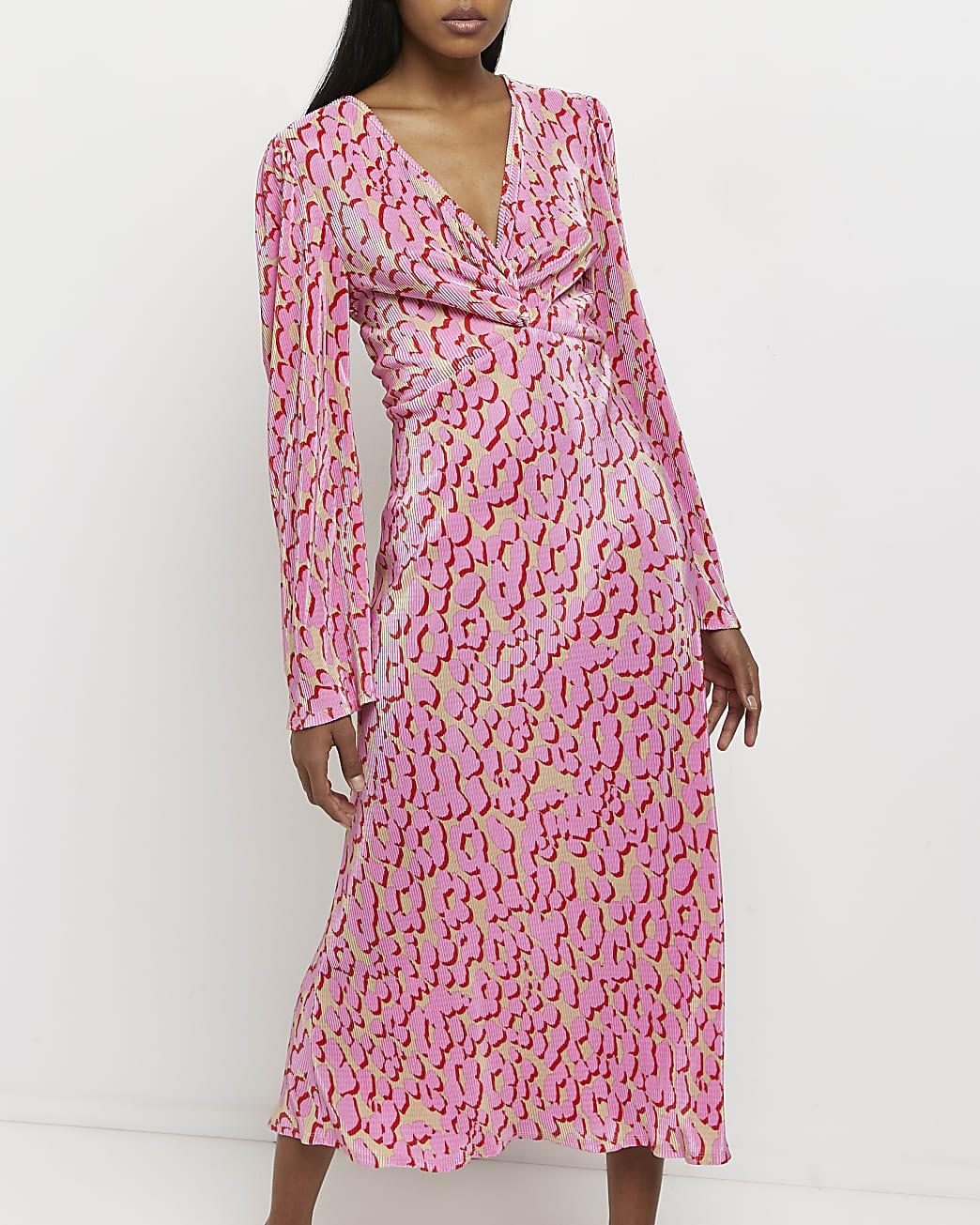 river island pink leopard print dress