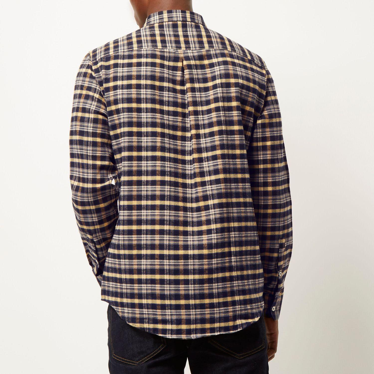 River island Mustard Yellow Check Flannel Shirt in Yellow for Men Lyst