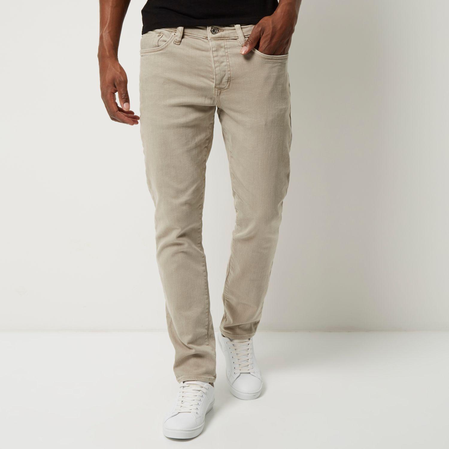 River island Light Brown Dylan Slim Fit Jeans in Natural for Men Lyst