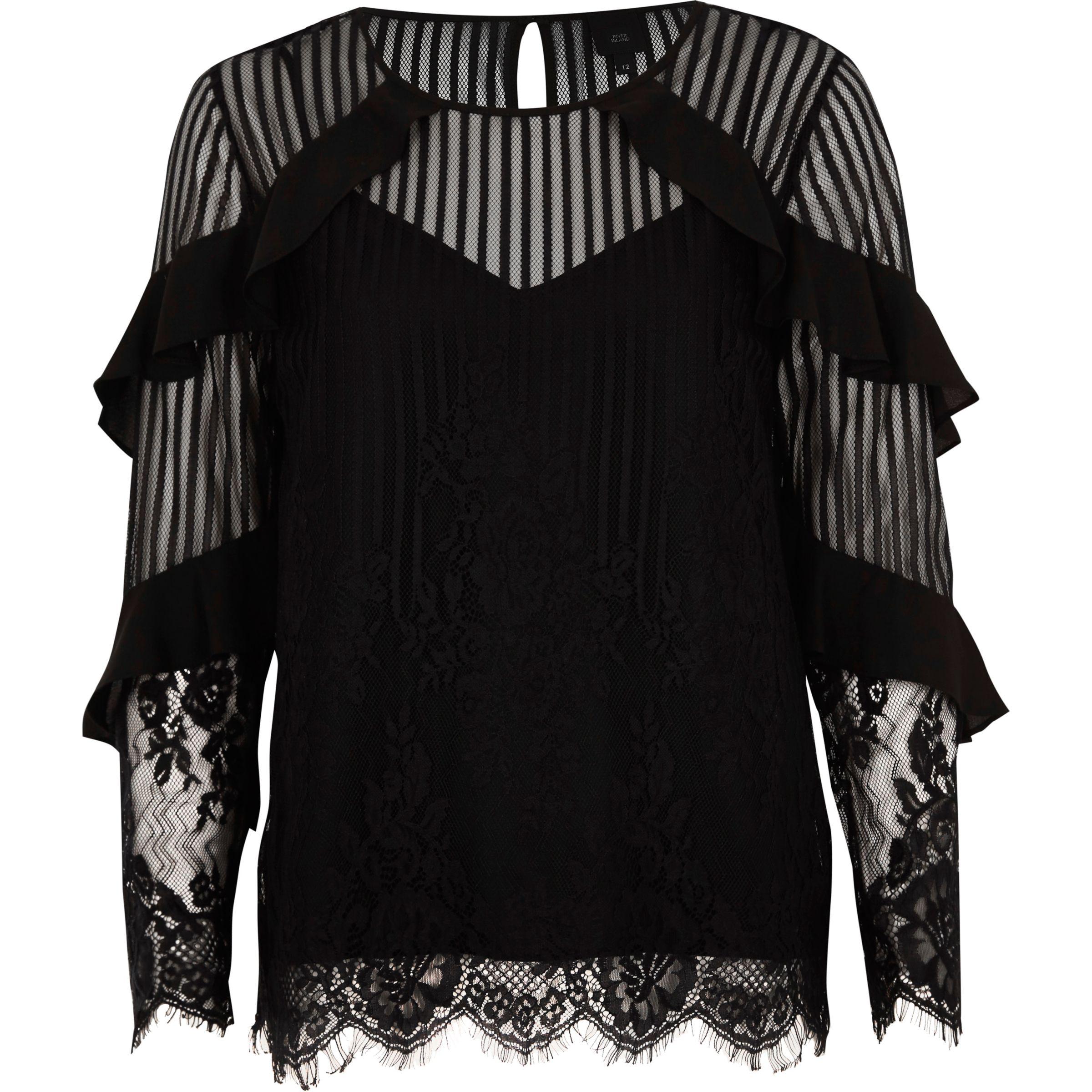 mesh lace long sleeve top