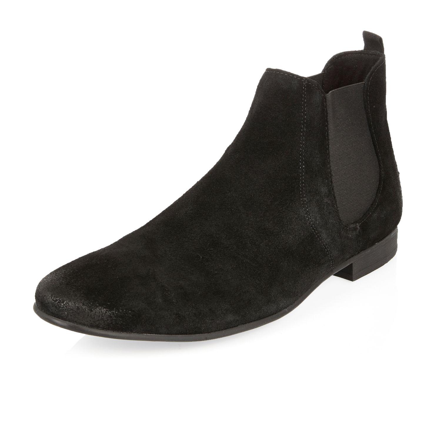 river island black suede chelsea boots