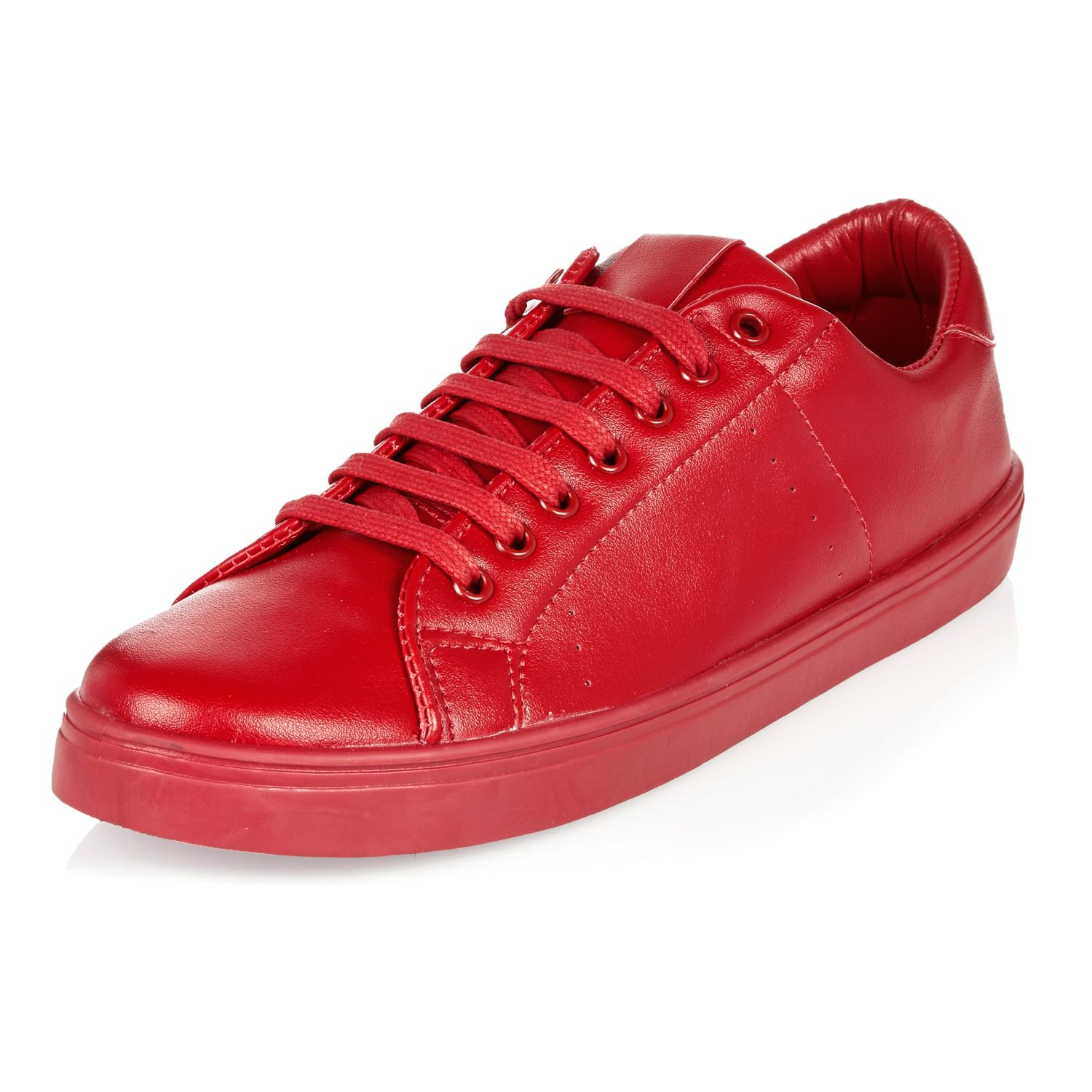 River Island Rubber Red Tonal Trainers for Men - Lyst