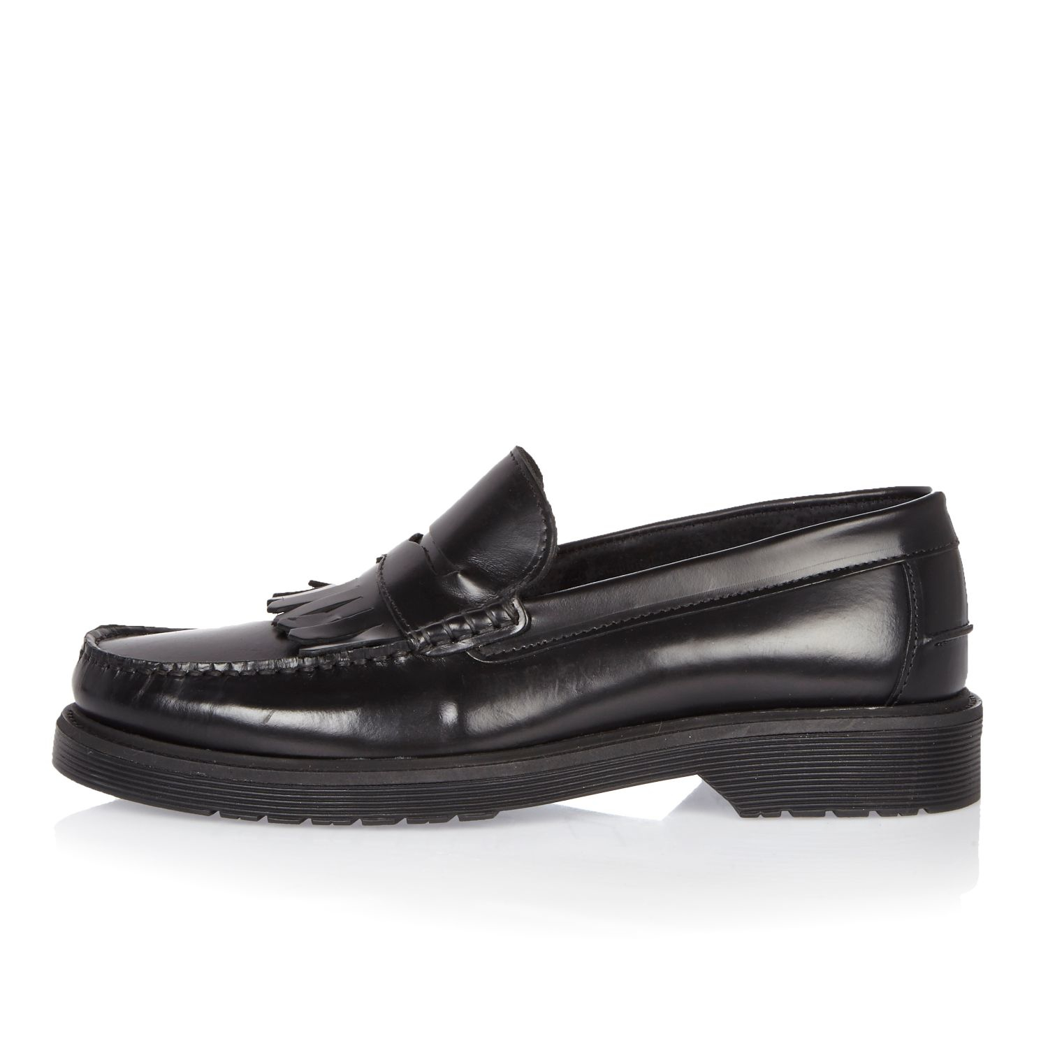 River island Black Heavy Sole Loafers in Black for Men | Lyst