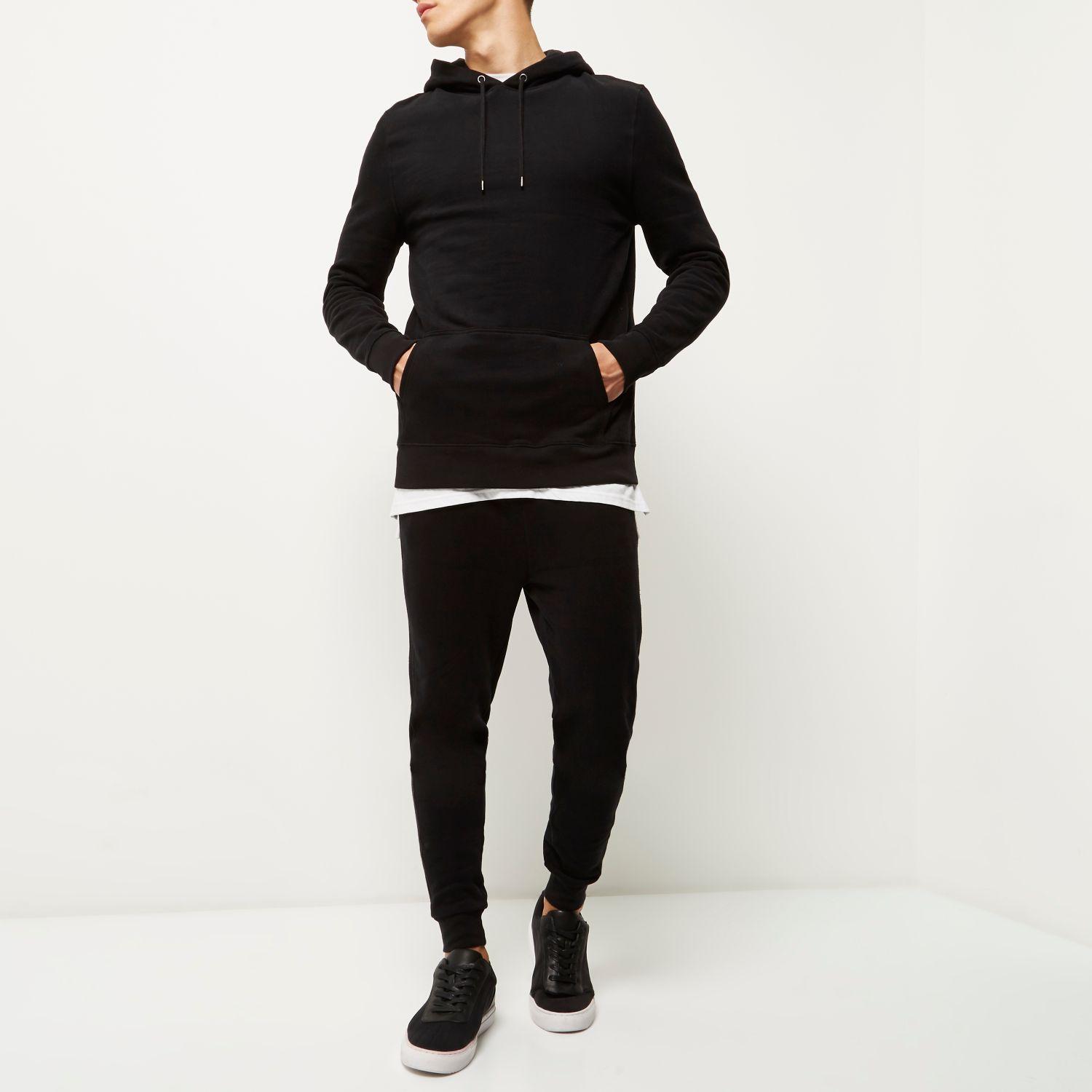 River Island Black Cotton Hoodie for Men - Lyst