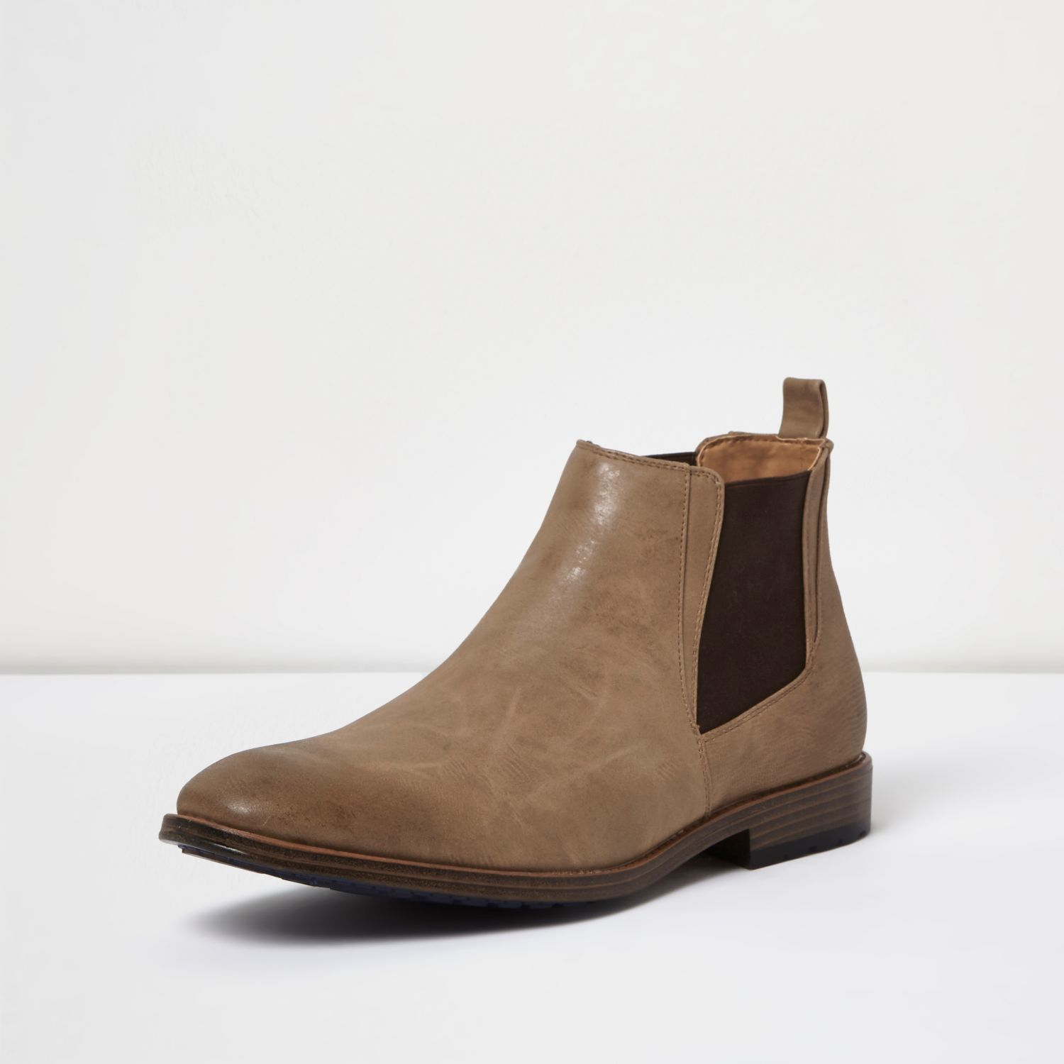 Lyst - River Island Stone Chelsea Boots for Men