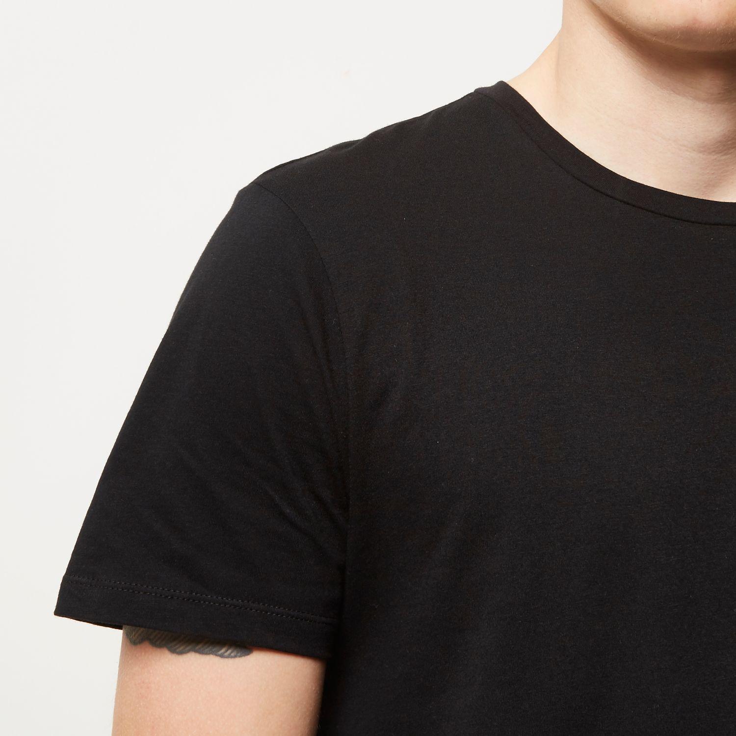 River Island Cotton Curved Hem Longline T-shirt in Black for Men - Lyst