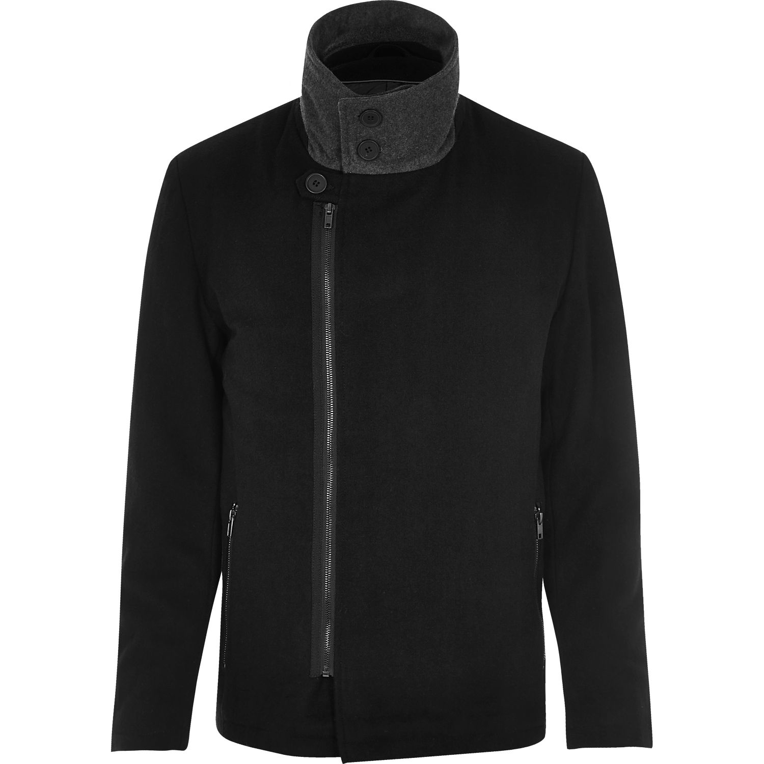 River island Black Vito Turtleneck Jacket in Black for Men | Lyst