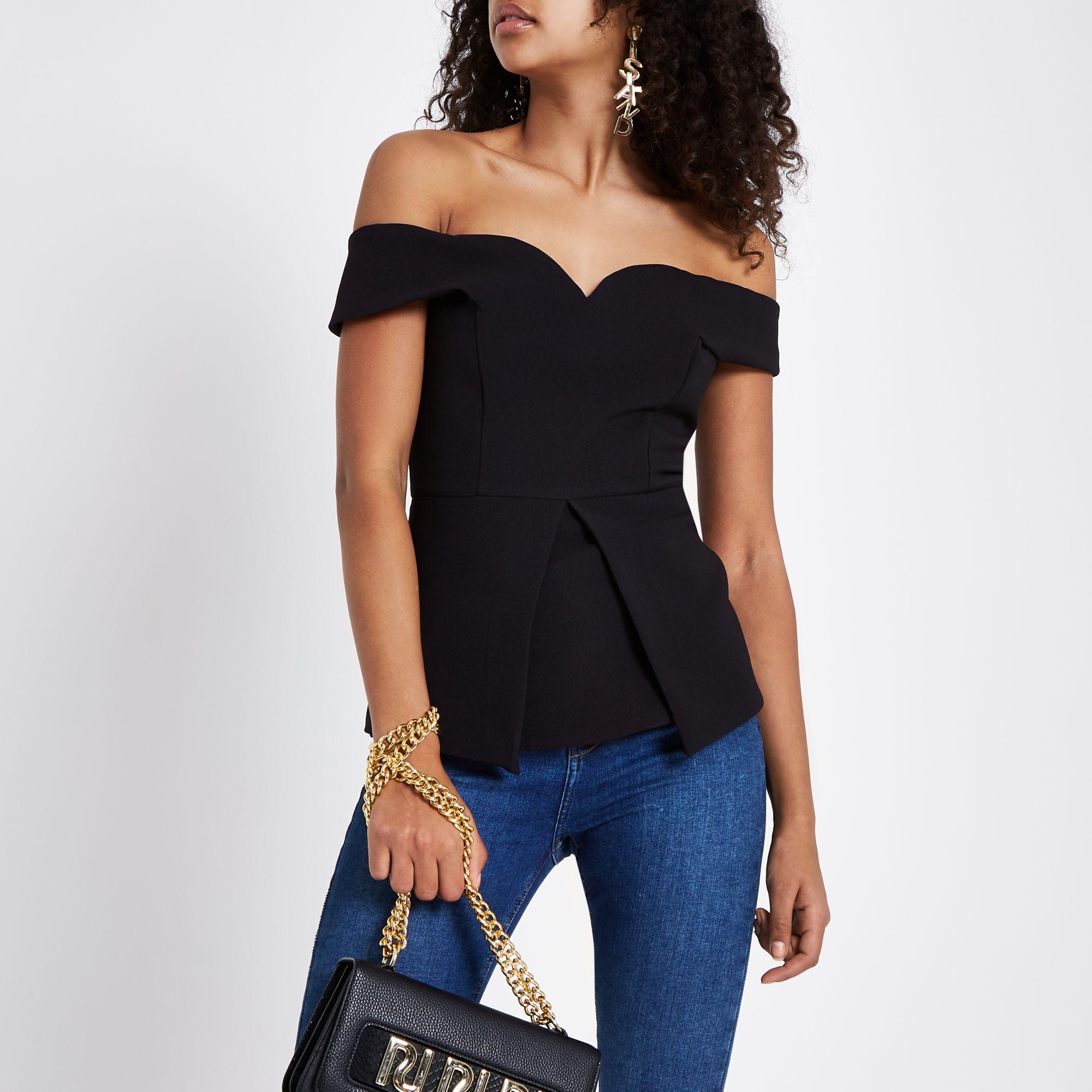 black lace bardot top river island