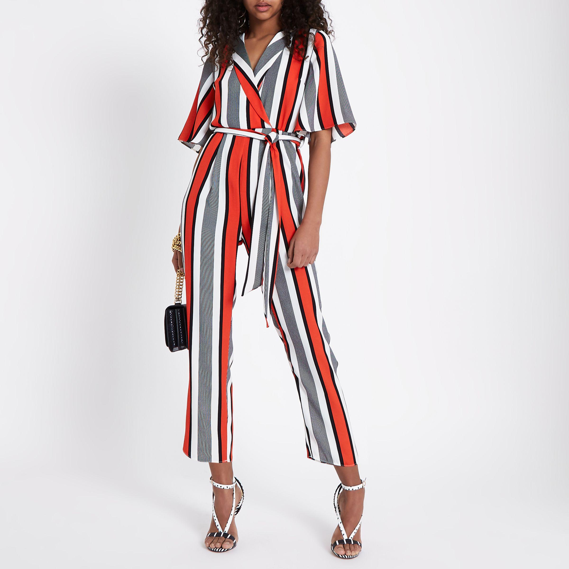 river island asymmetric dress in red stripe