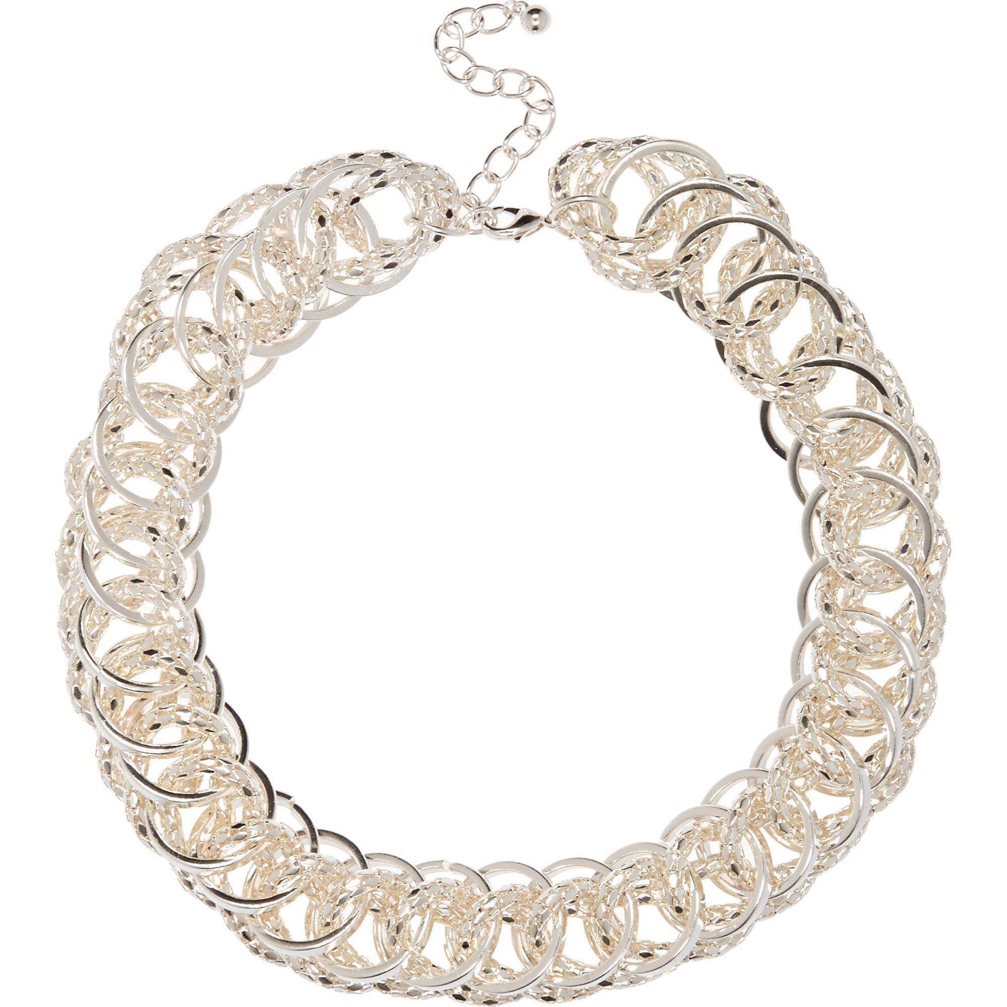 River Island Silver Tone Sparkly Chunky Chain Necklace in Metallic - Lyst