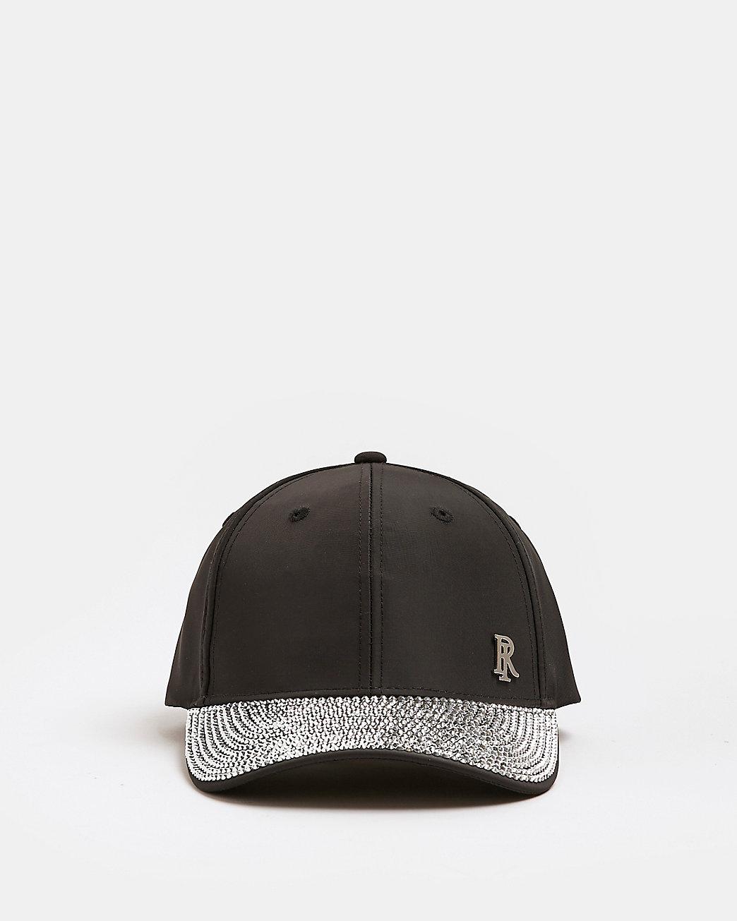 River Island Black Diamante Embellished Cap | Lyst