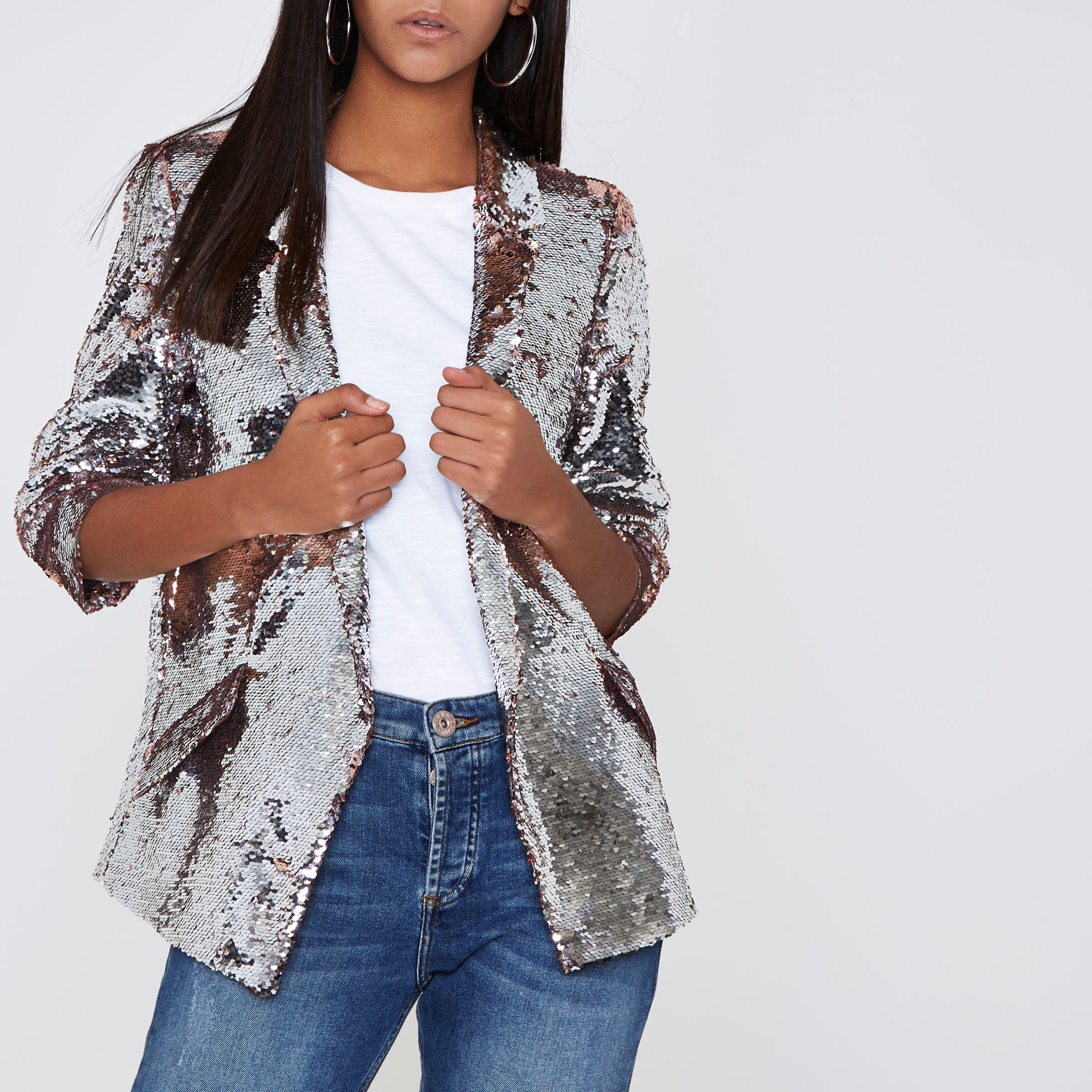 river island silver jacket