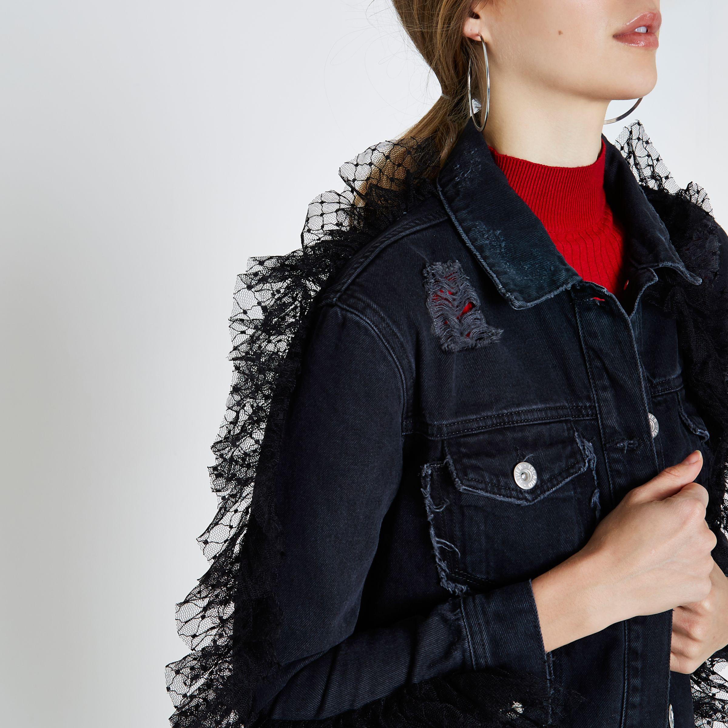 frill denim jacket
