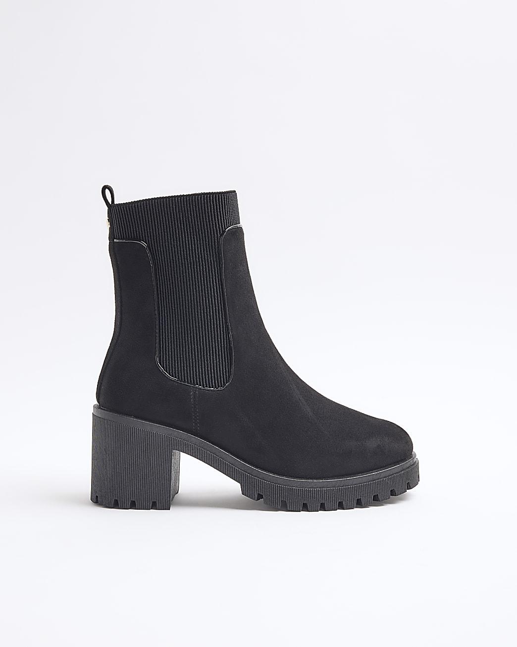 River Island Wide Fit Chunky Block Heeled Boots in Blue Lyst UK