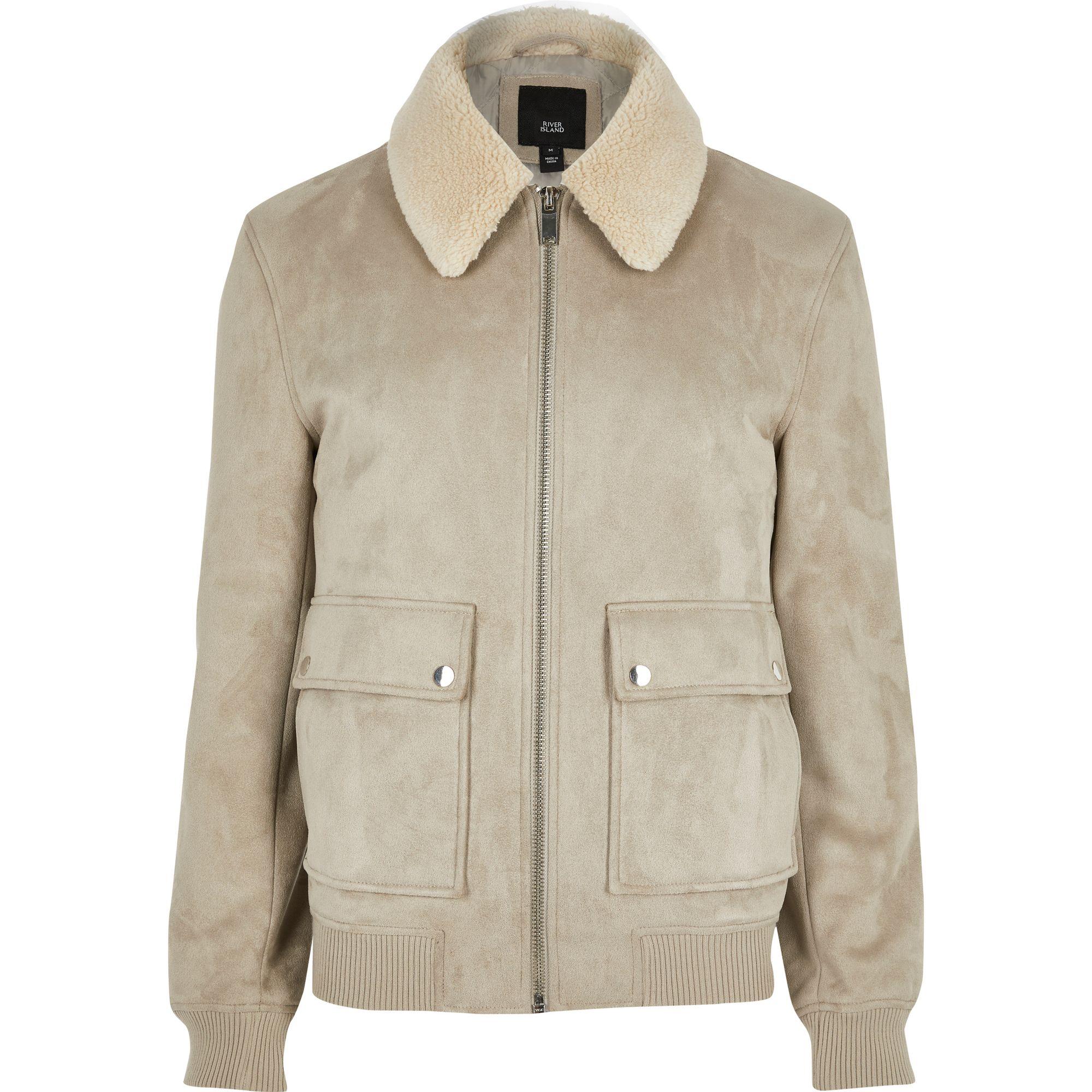 suede borg collar jacket