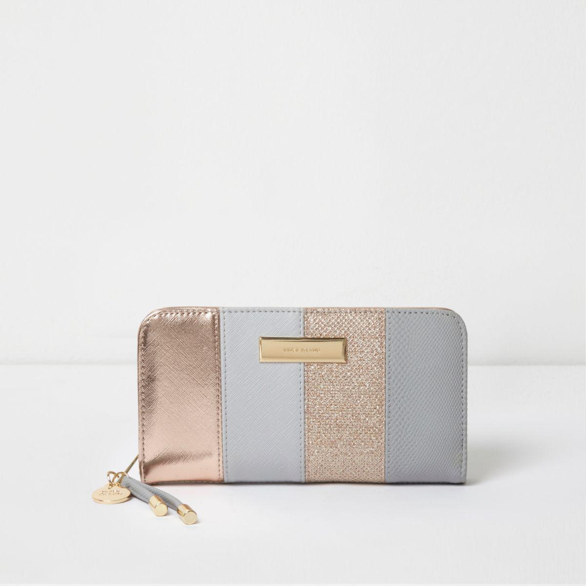 river island rose gold purse