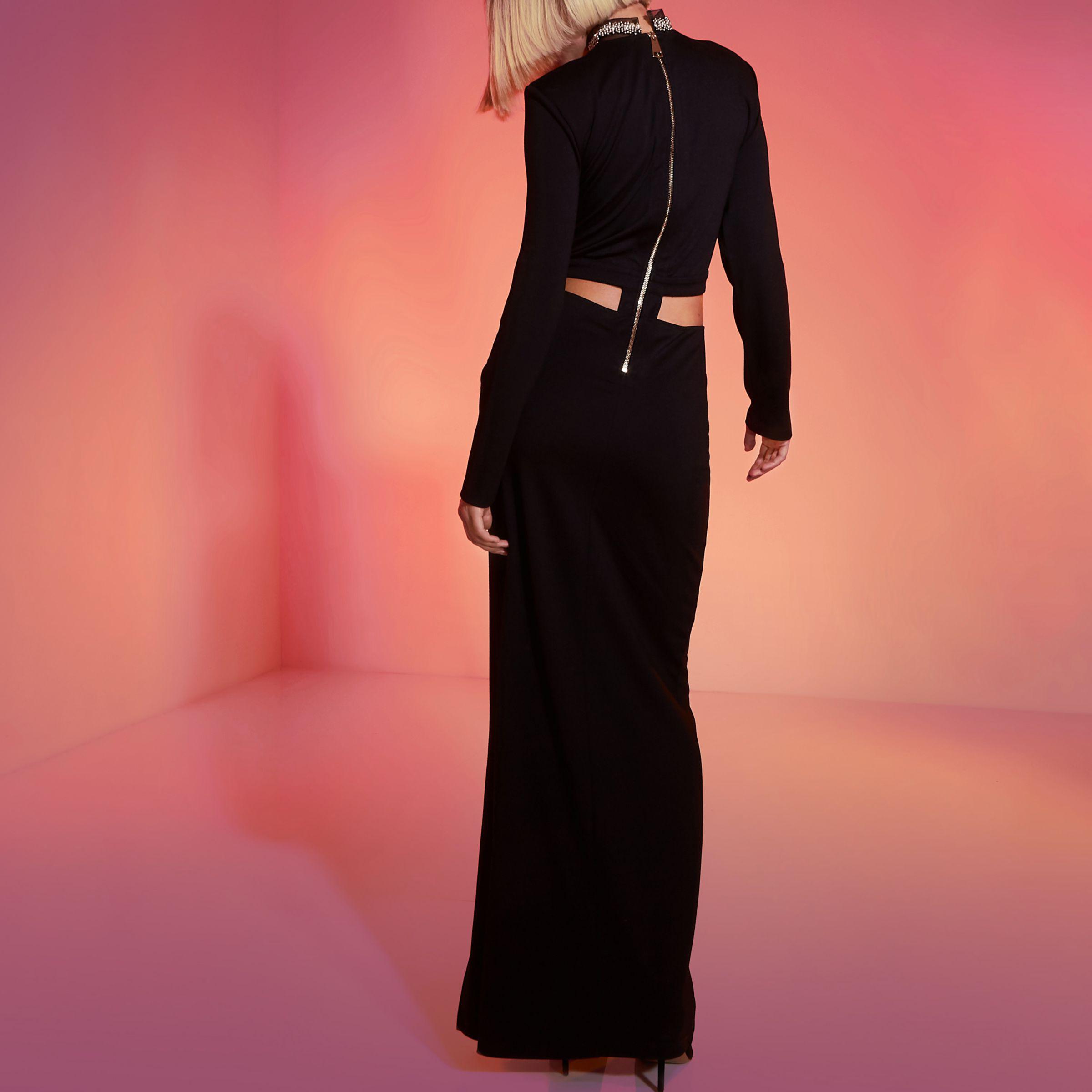black choker maxi dress