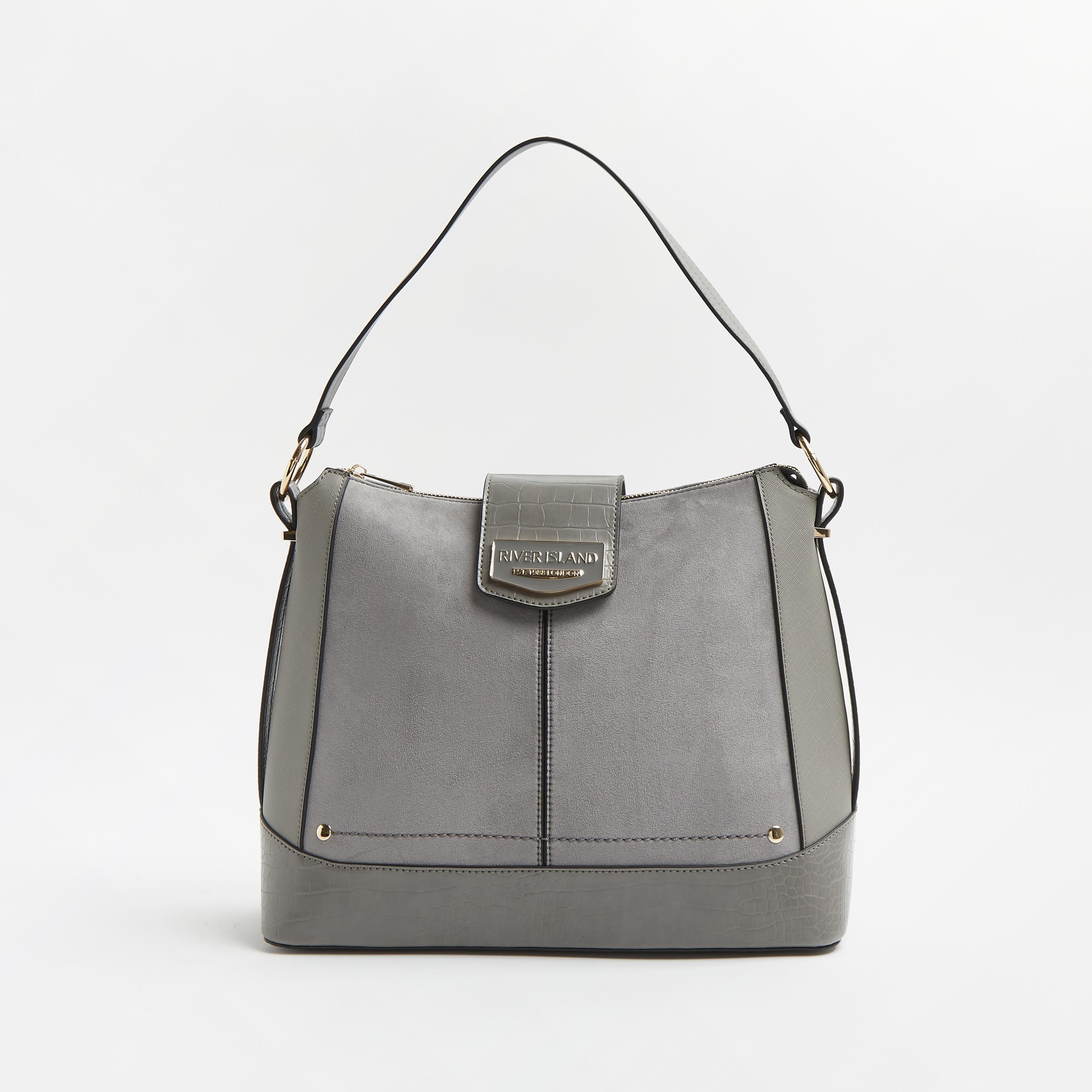 River Island Grey Croc Embossed Slouch Bag in Grey Lyst UK