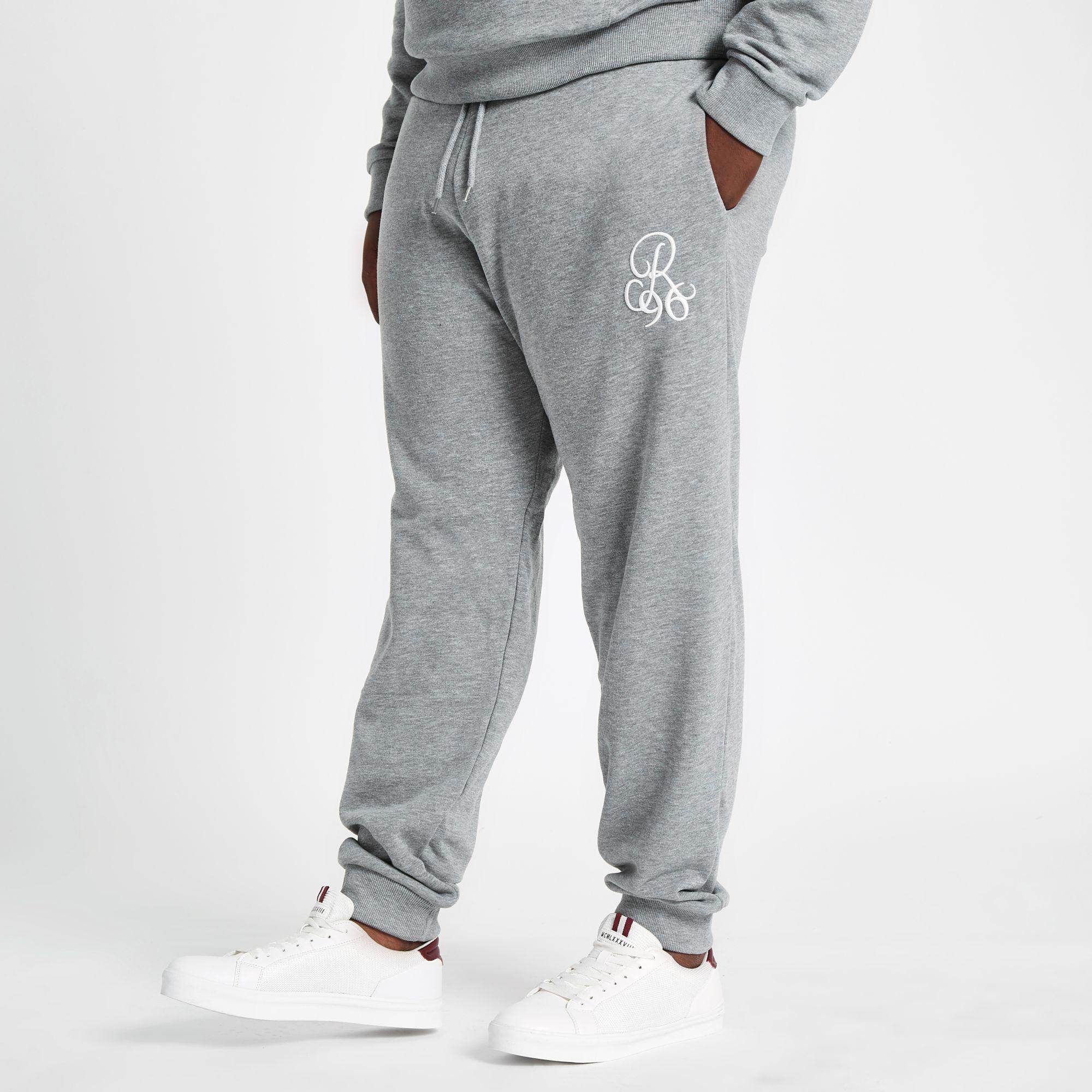 River Island Cotton Big & Tall joggers With 96 Print In Grey Marl in Gray for Men - Lyst