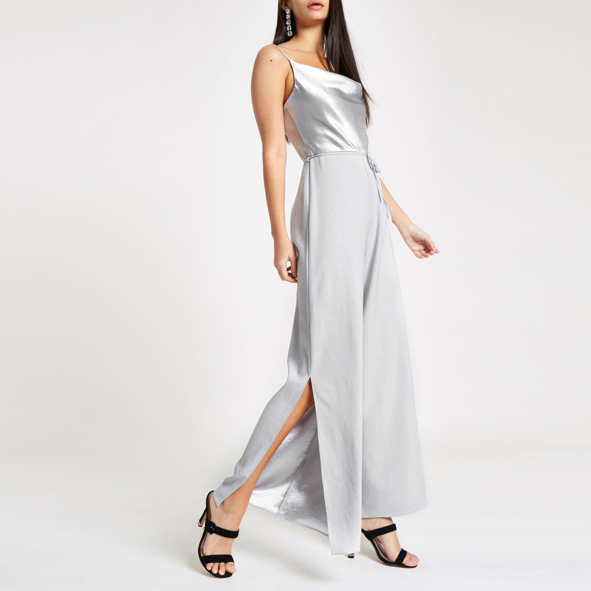 river island silver jumpsuit