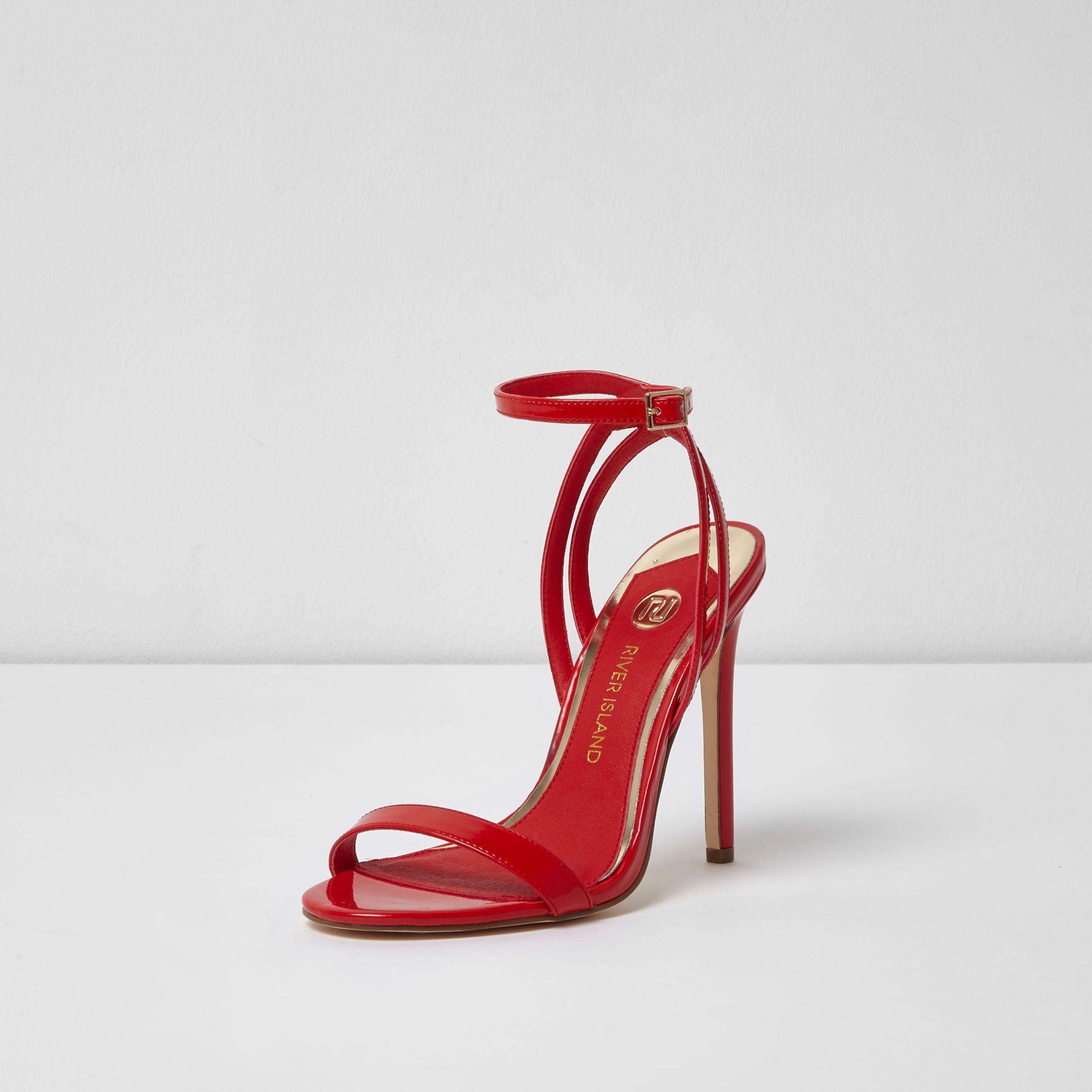 River Island Red Patent Barely There Sandals - Lyst
