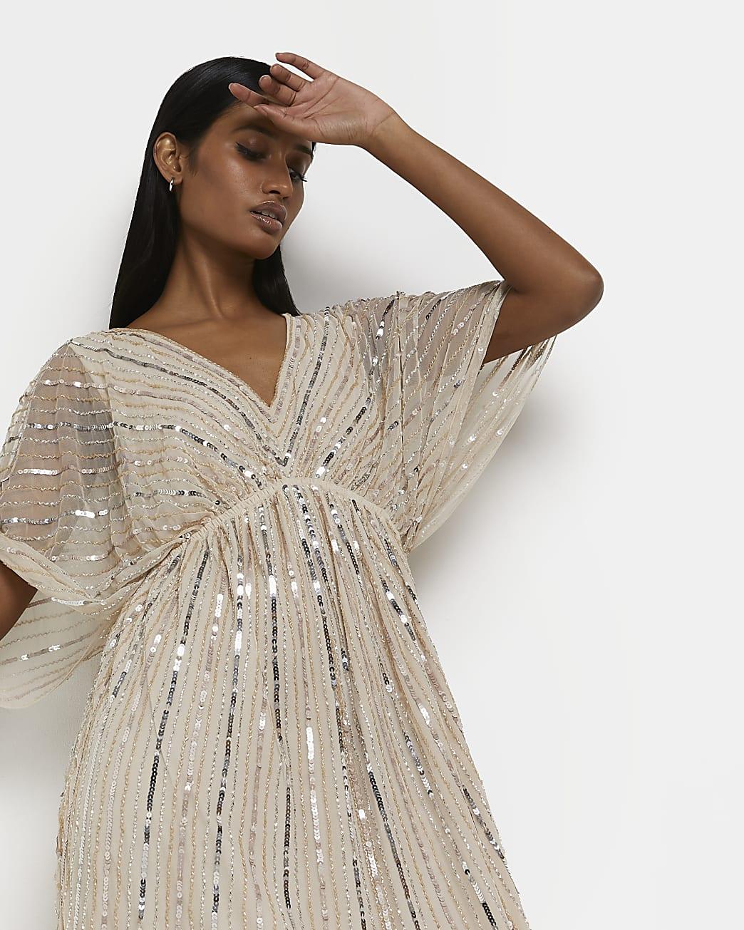 River Island Sequin Maxi Dress in Pink | Lyst