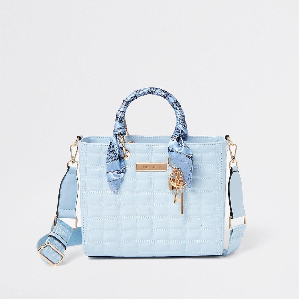 River Island Blue Ri Boxy Quilted Tote Bag - Lyst