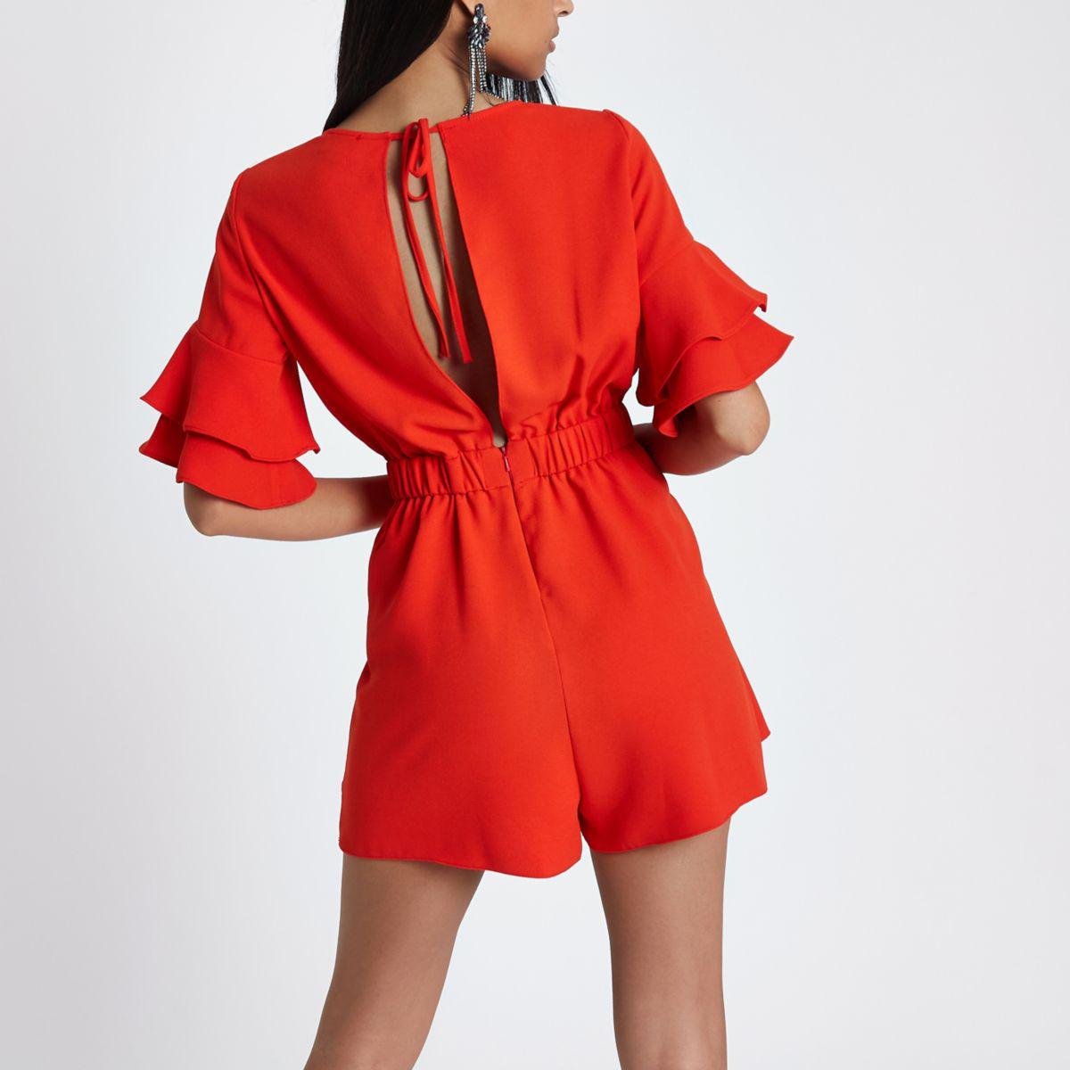 orange playsuit river island