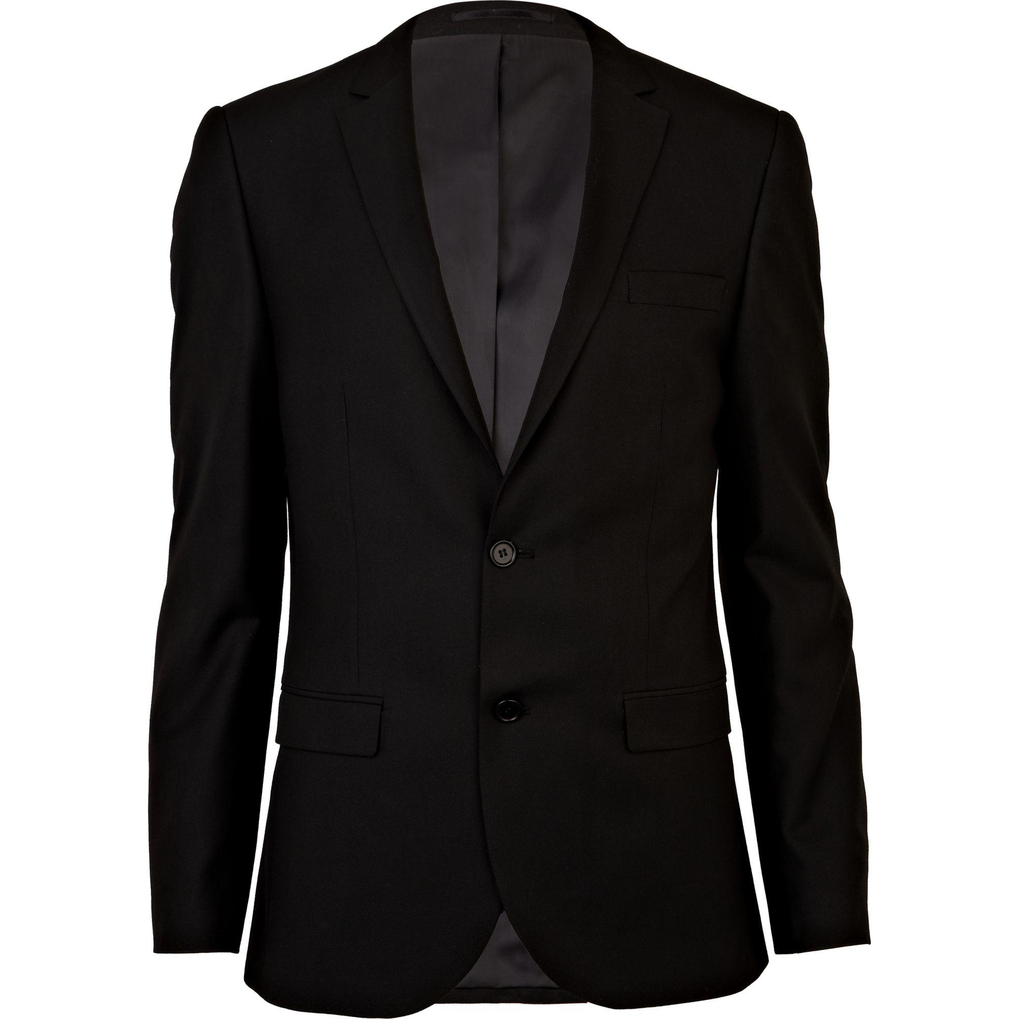 River Island Synthetic Slim Suit Jacket in Black for Men - Lyst