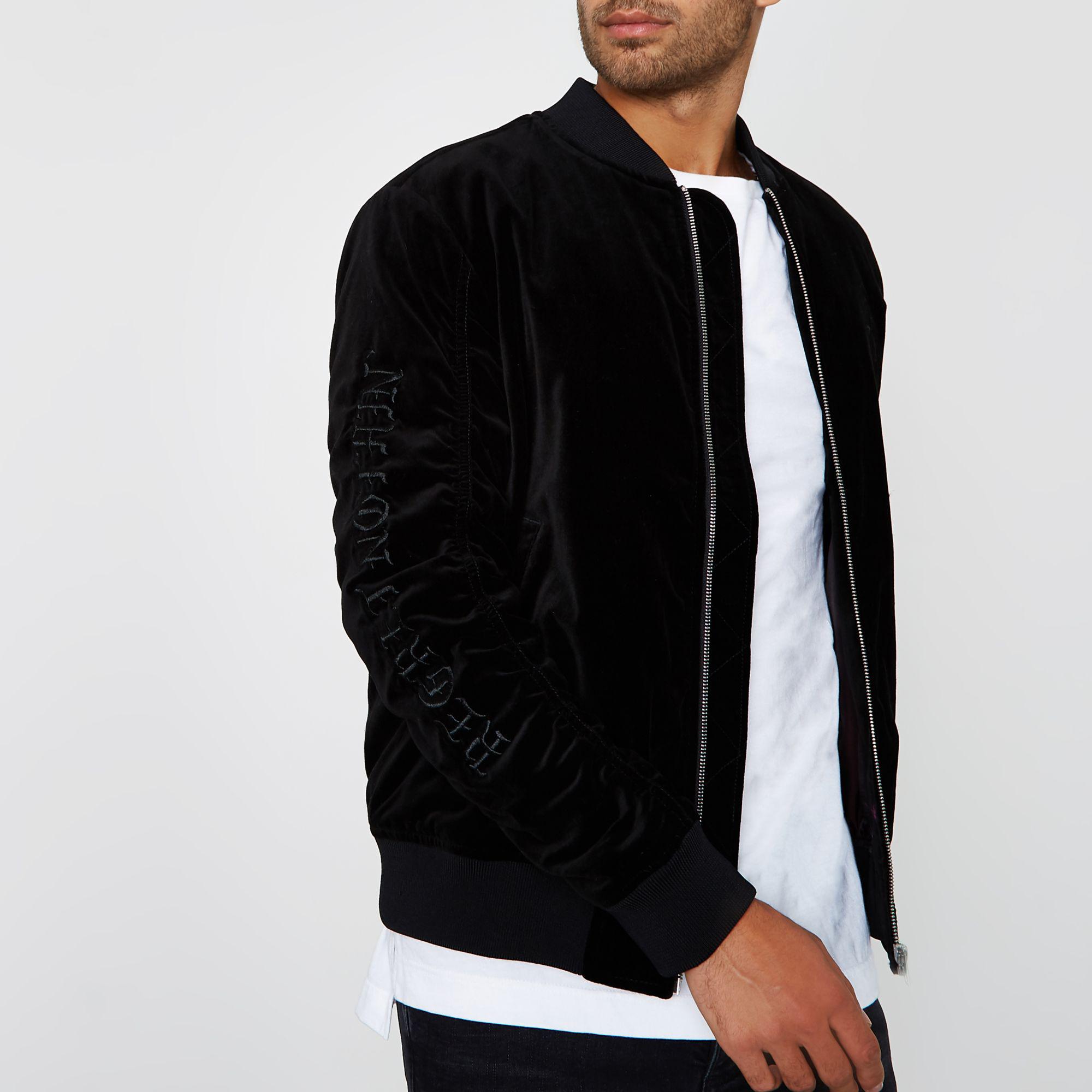 Black velvet bomber Clearance