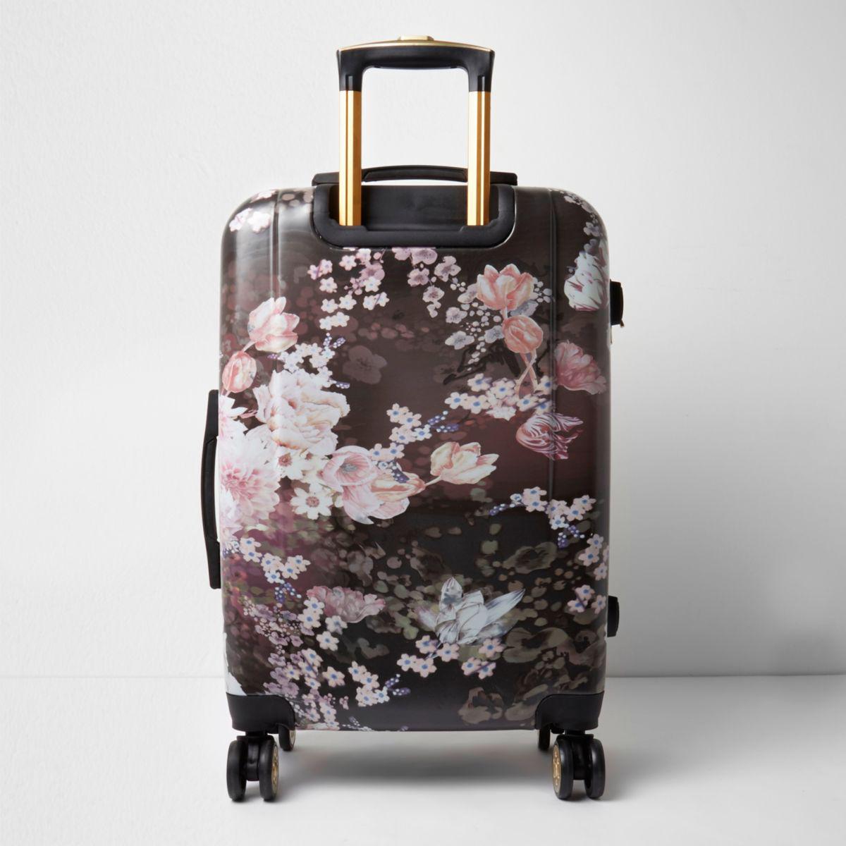 River Island Black Floral Print Hard Shell Suitcase Black Floral Print Hard  Shell Suitcase | Lyst Canada