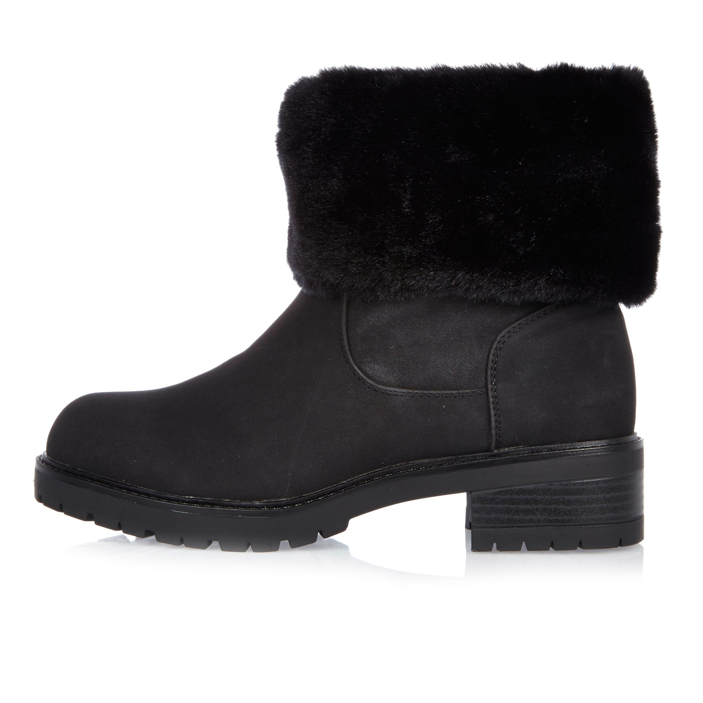 River Island Black Faux Fur Lined Chunky Boots - Lyst