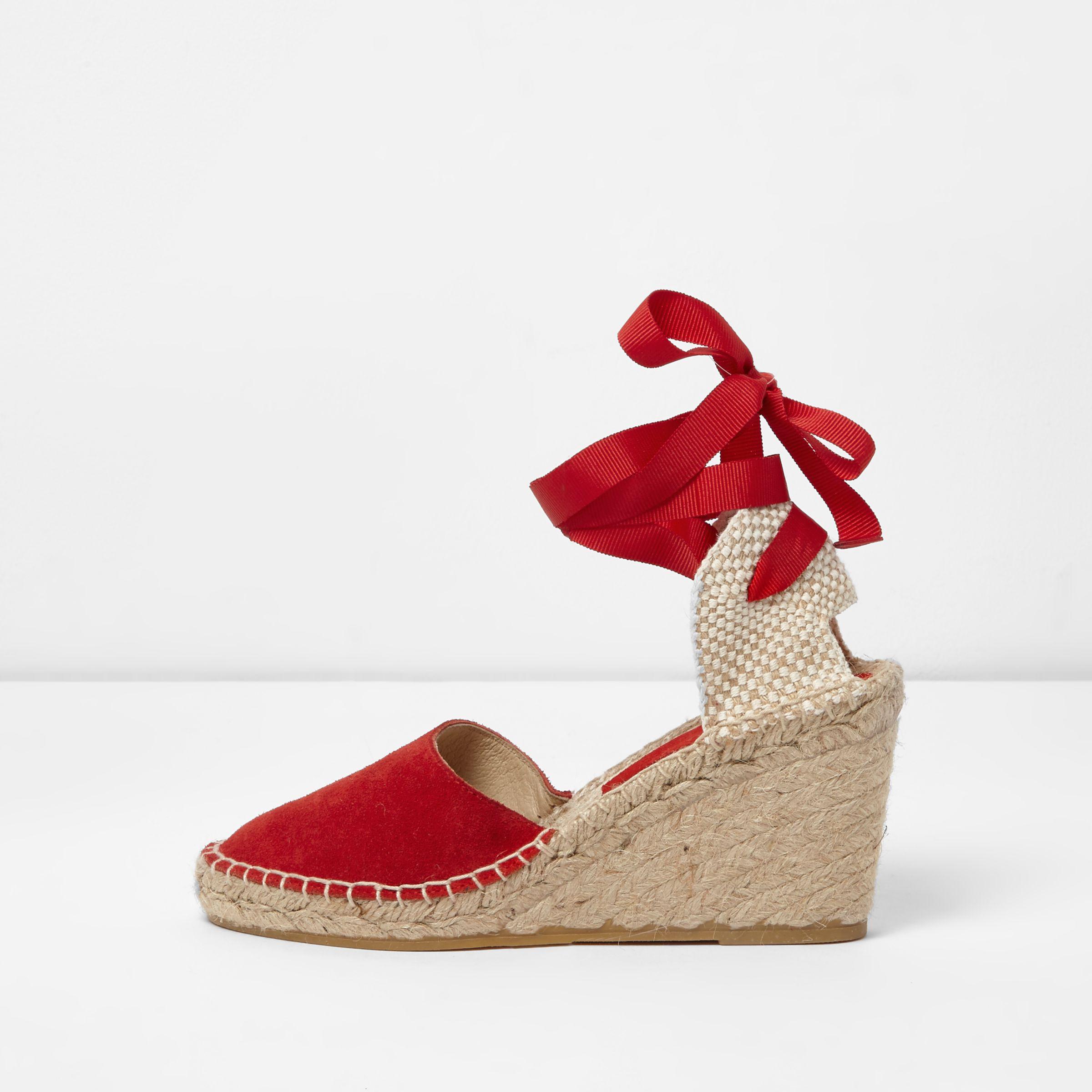 red espadrilles wedges uk
