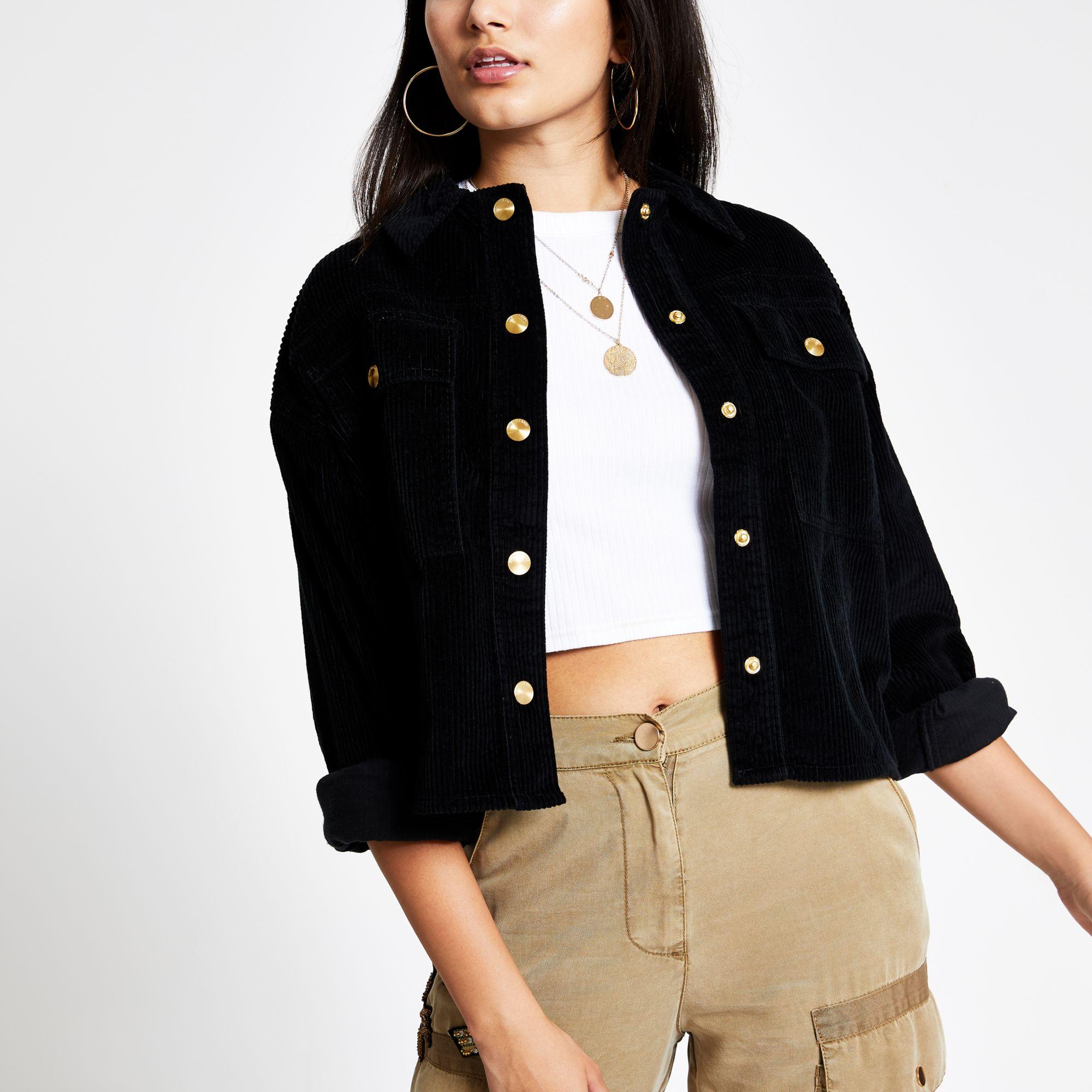black cropped shacket