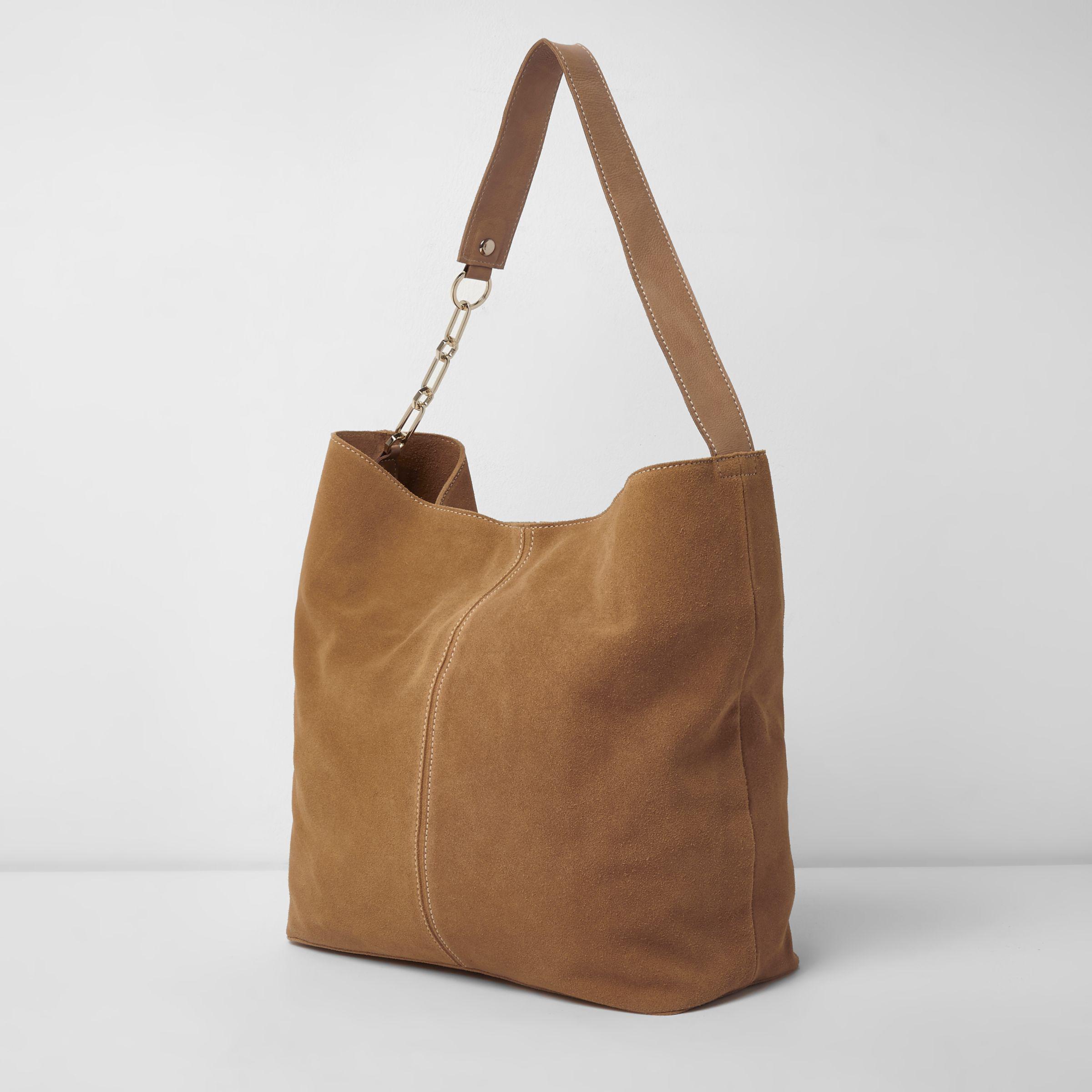 tan suede slouch bag