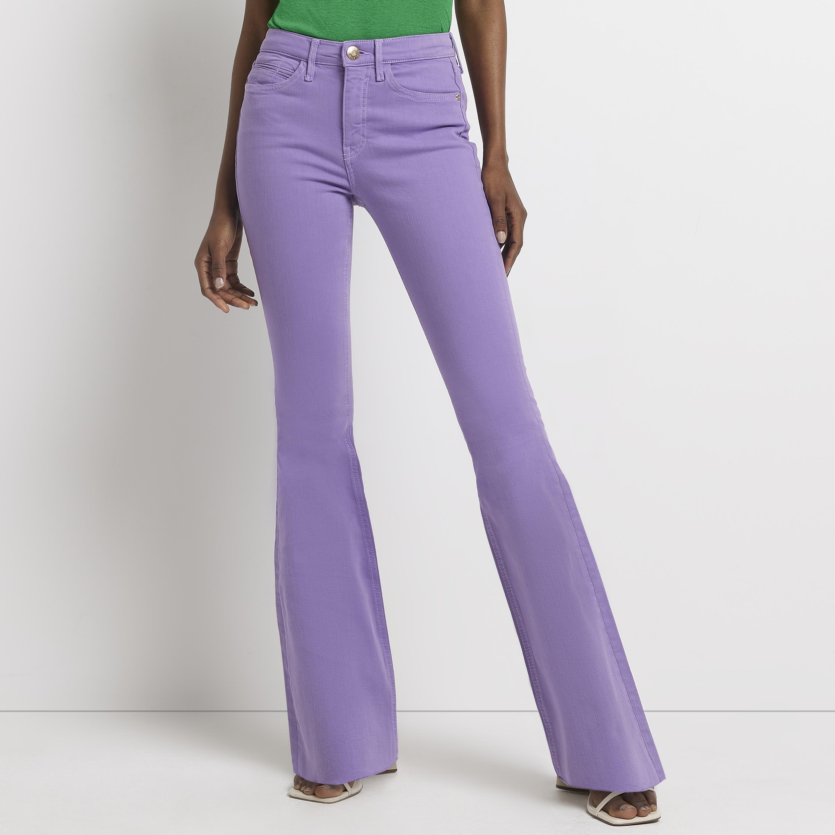 River Island Purple Mid Rise Flared Jeans | Lyst Canada