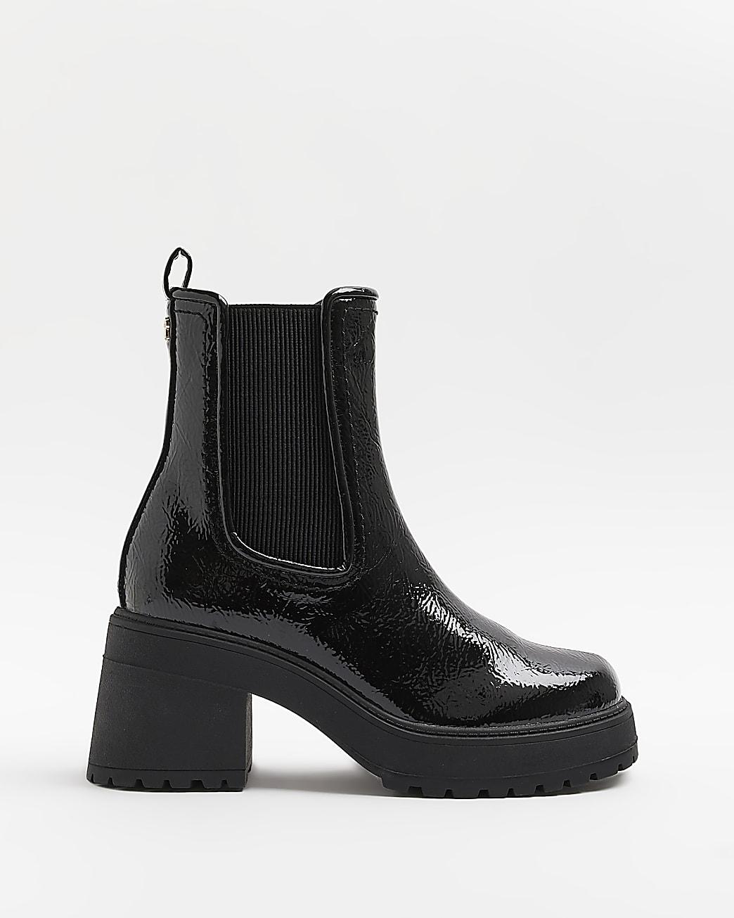 River Island Chunky Heeled Ankle Boots in Black Lyst UK