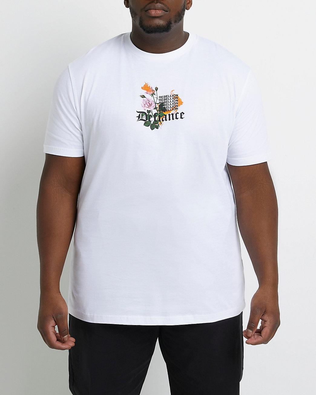 Tall White Slim Fit Graphic T-shirt 