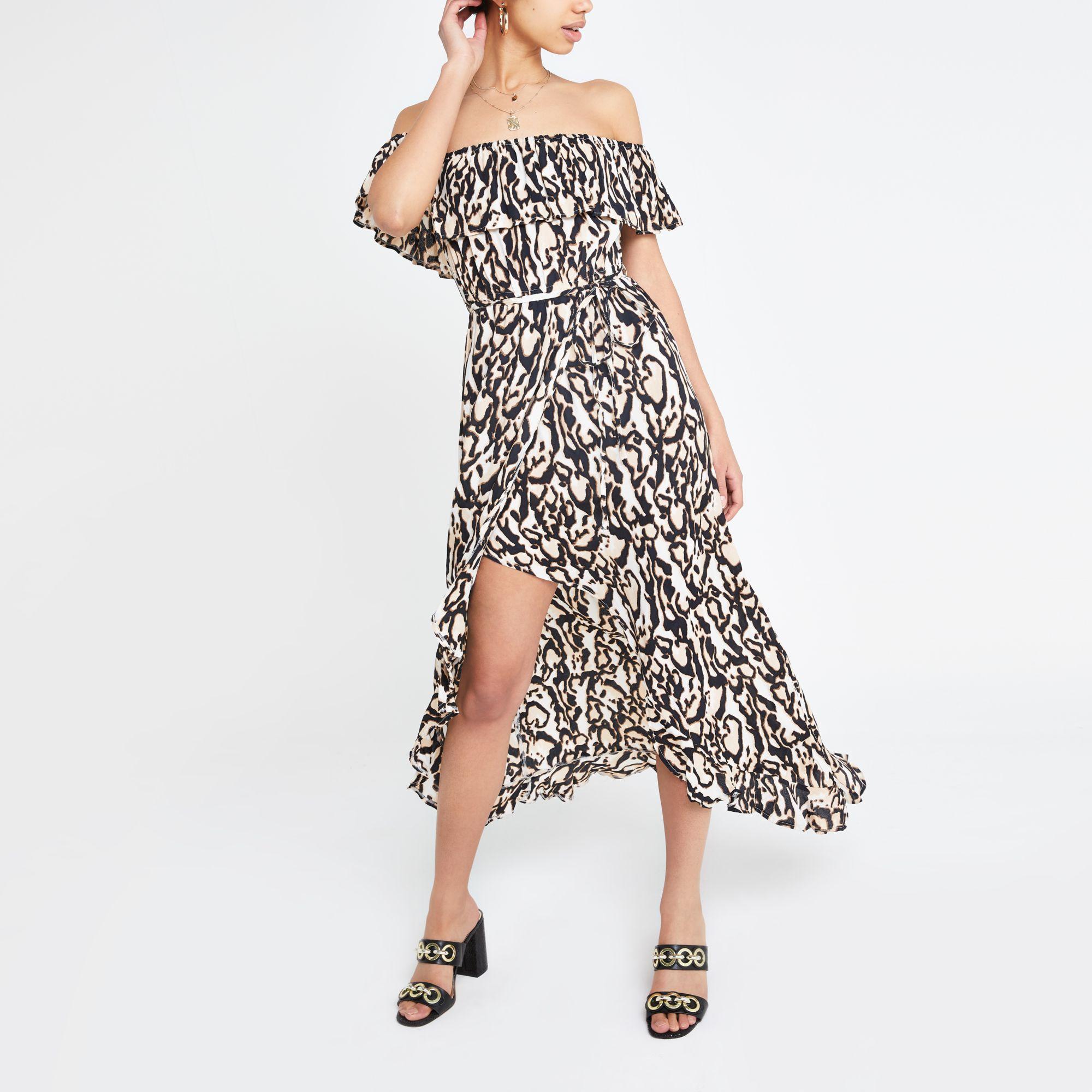 leopard print bardot dress