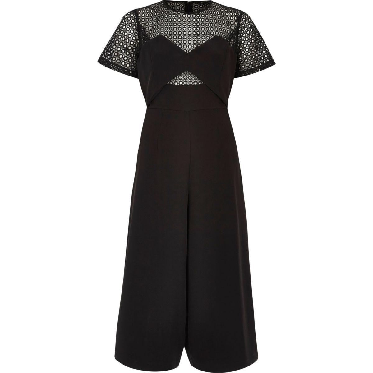 black lace culotte jumpsuit