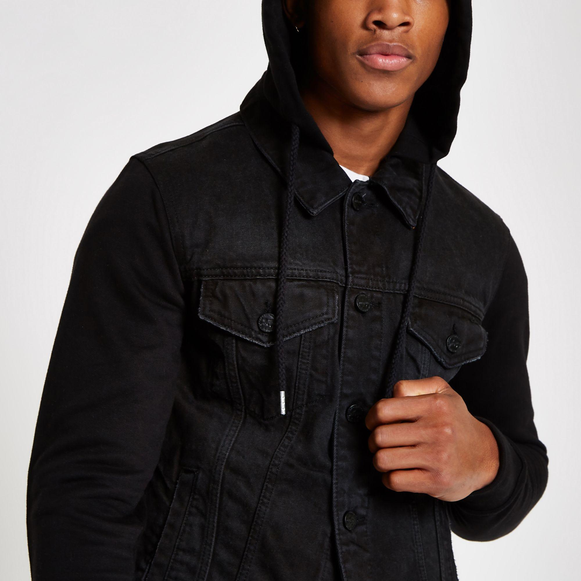 River Island Denim Only & Sons Black Contrast Trucker Jacket for Men Lyst